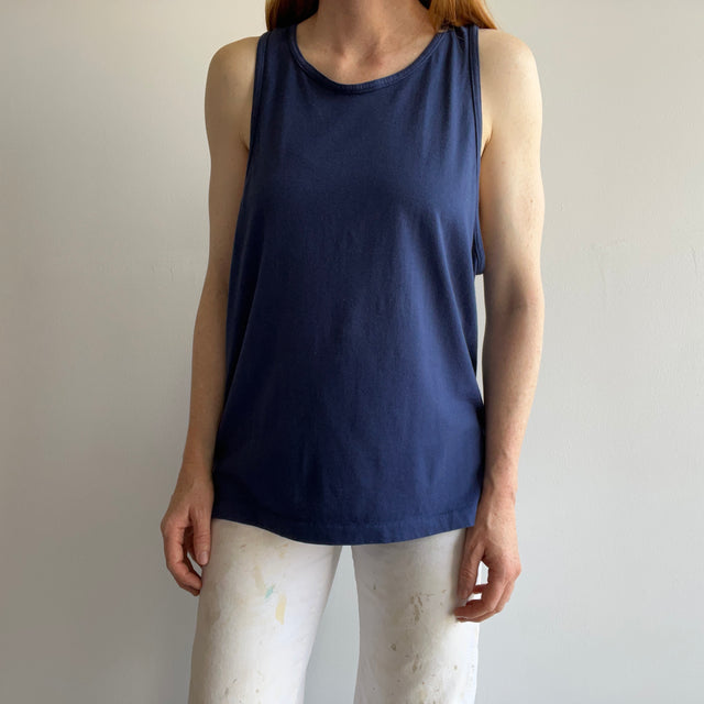 1980s Slouchy Blank Navy Islanders Tank Top