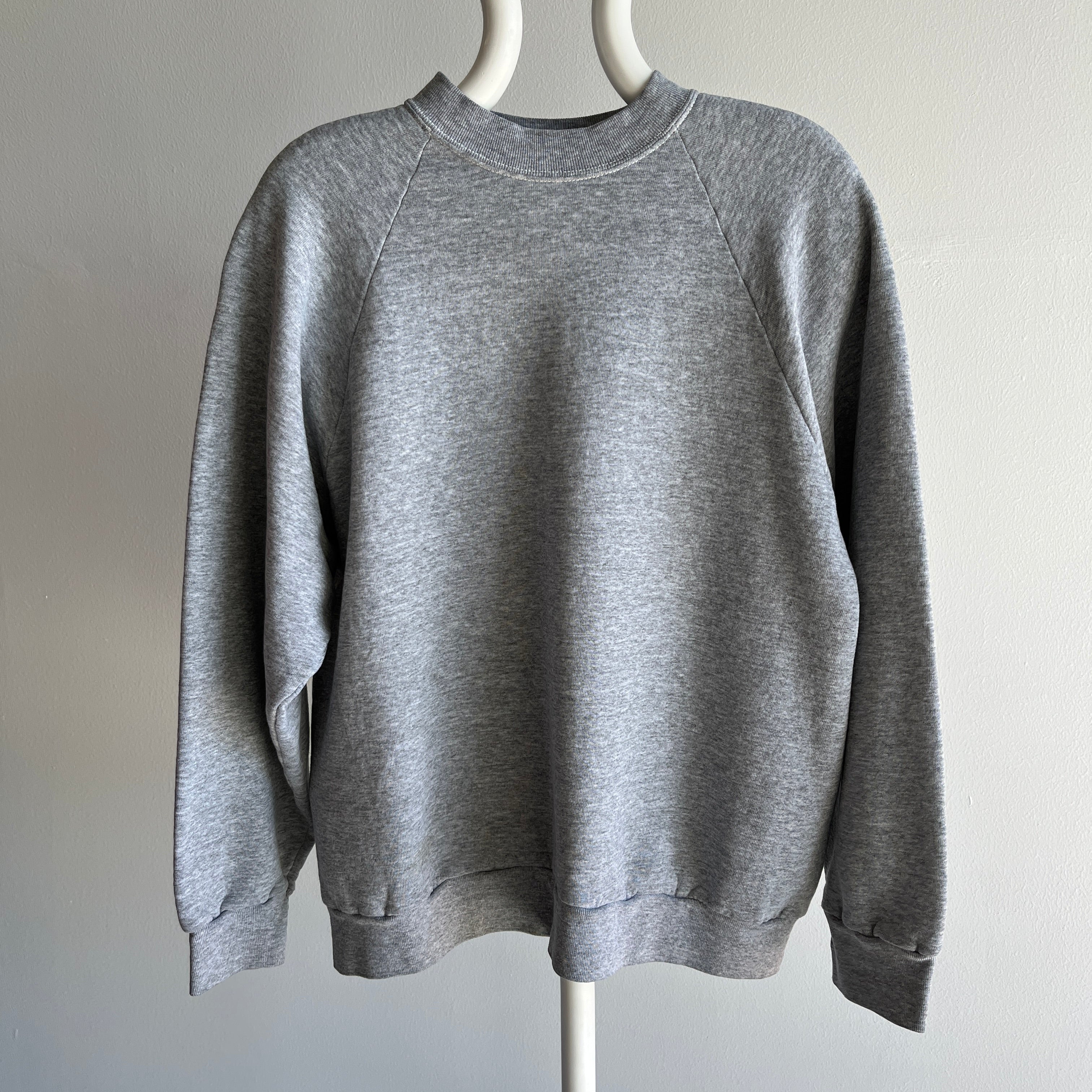 1980/90s Blank Gray Sweatshirt with Contrast White Stitching