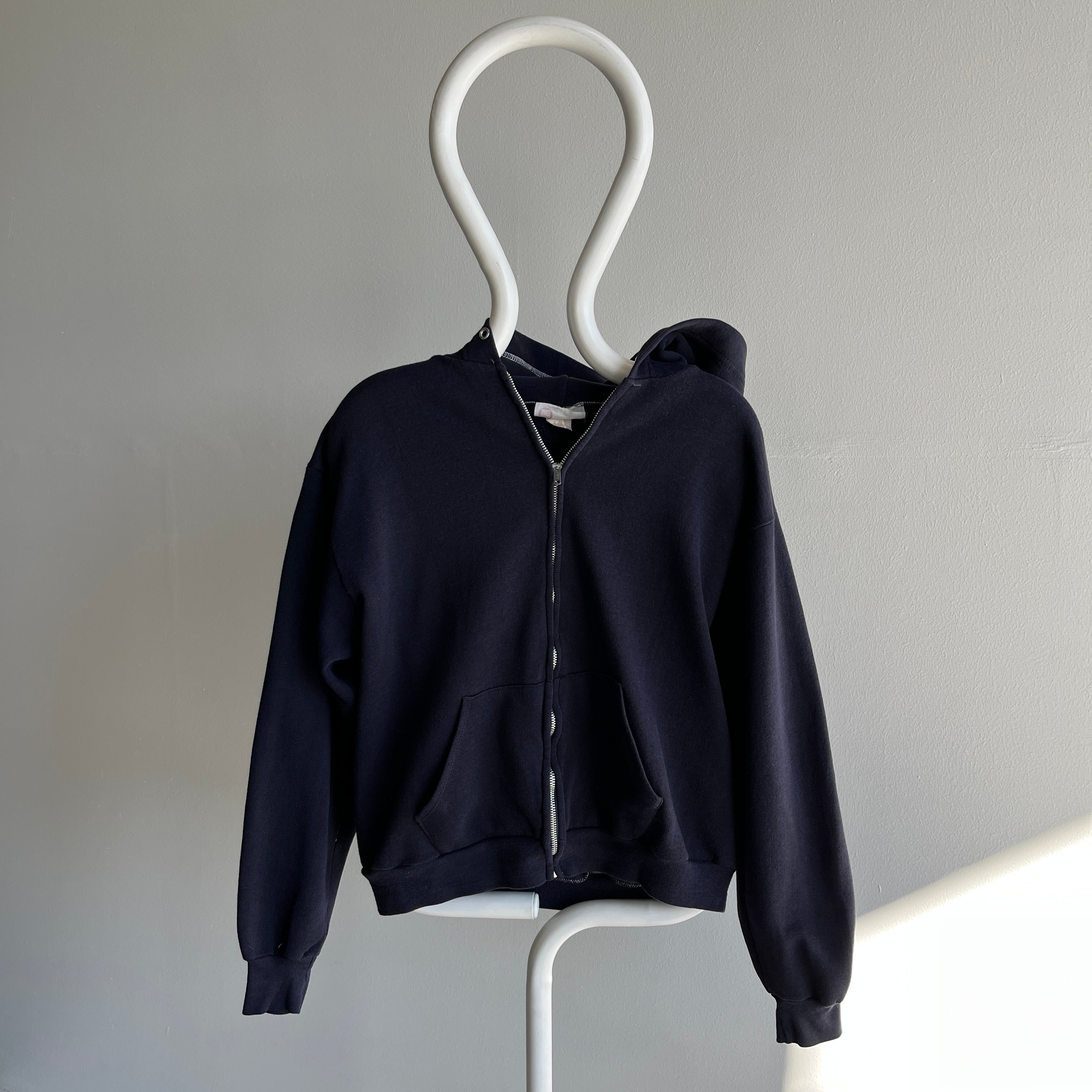 1970s Kings Road Navy Zip Up Hoodie