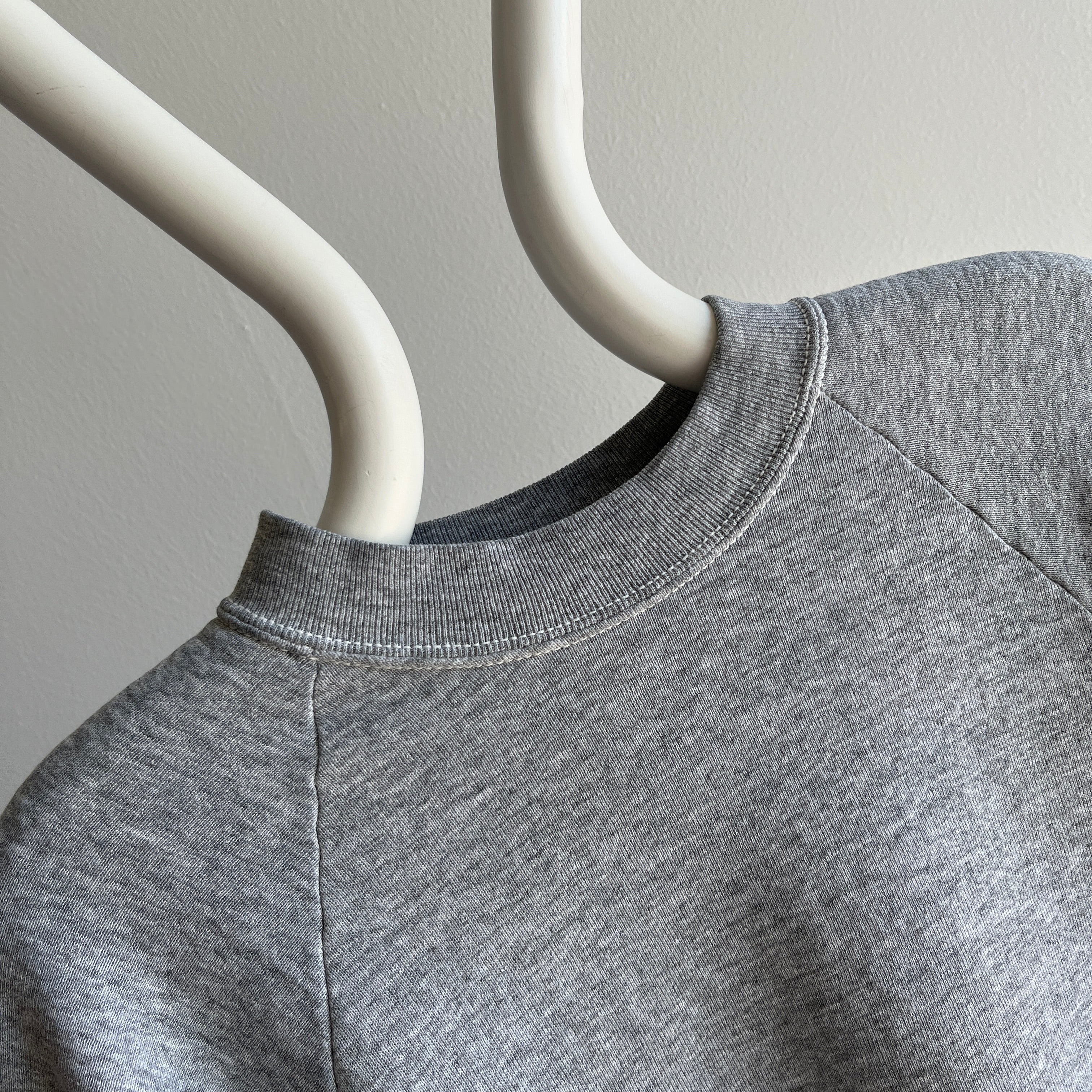 1980/90s Blank Gray Sweatshirt with Contrast White Stitching