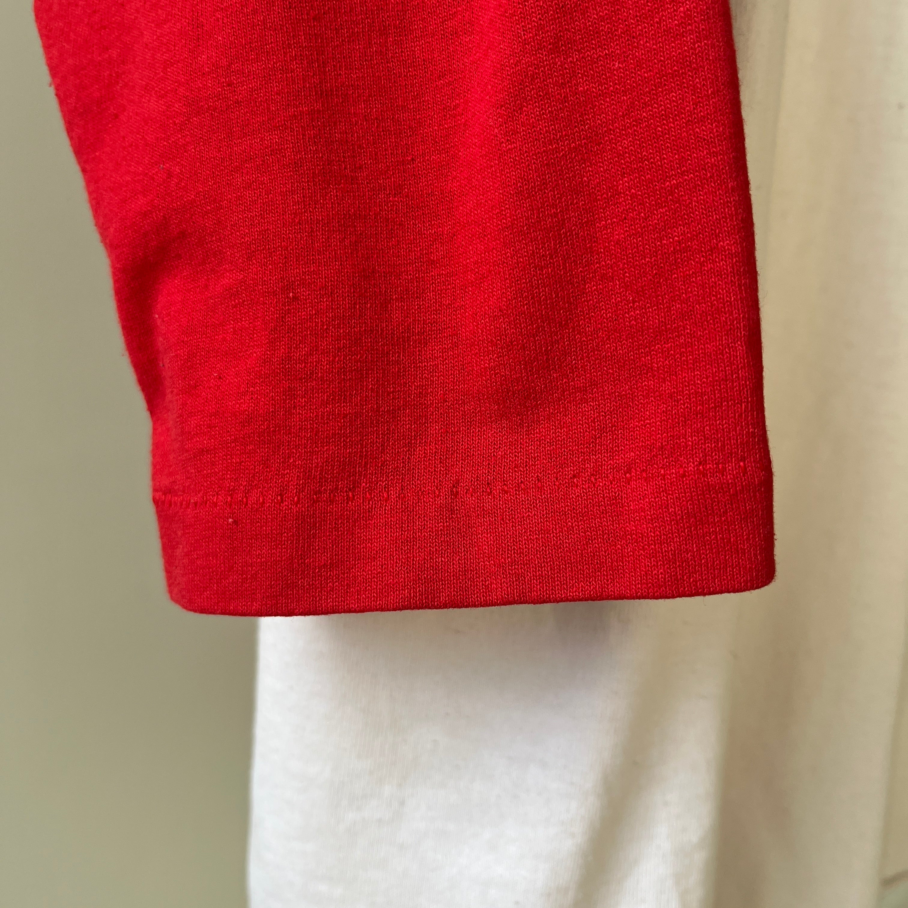 1970s/80s Red and White Three Quarter Sleeve T Shirt