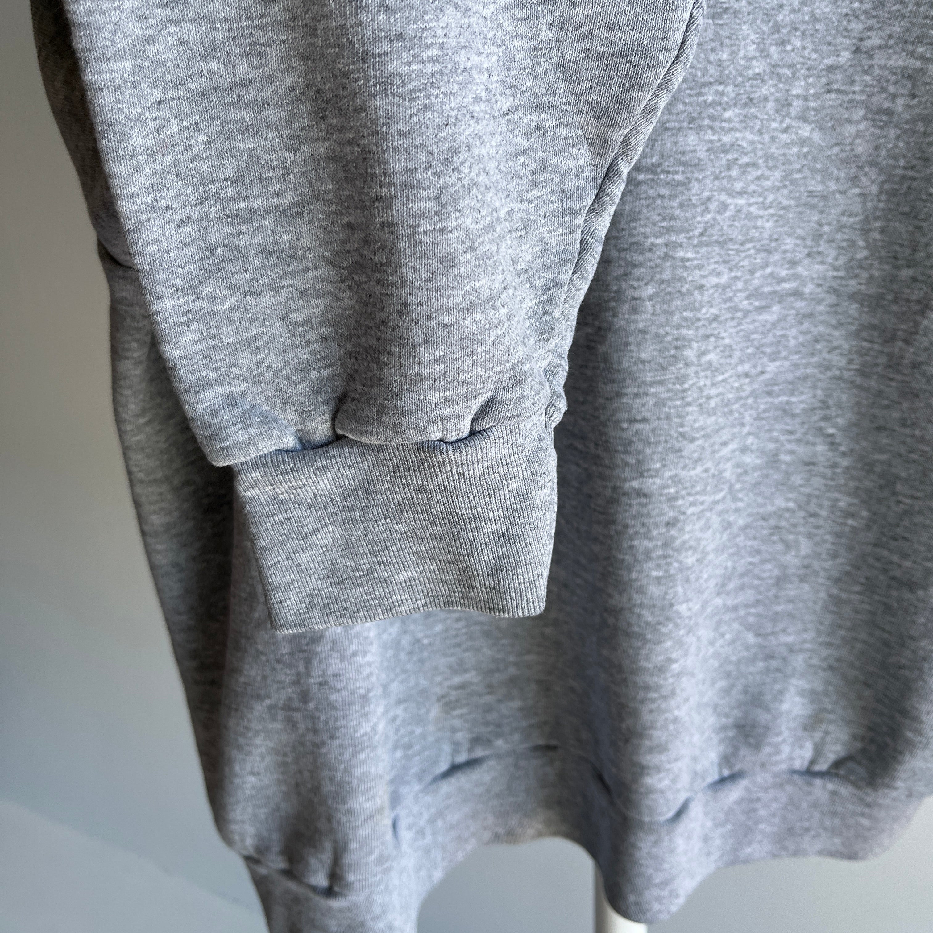 1980/90s Blank Gray Sweatshirt with Contrast White Stitching