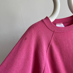 1990s Paint and Other Stained Blank Barbie Pink Sweatshirt by HHW