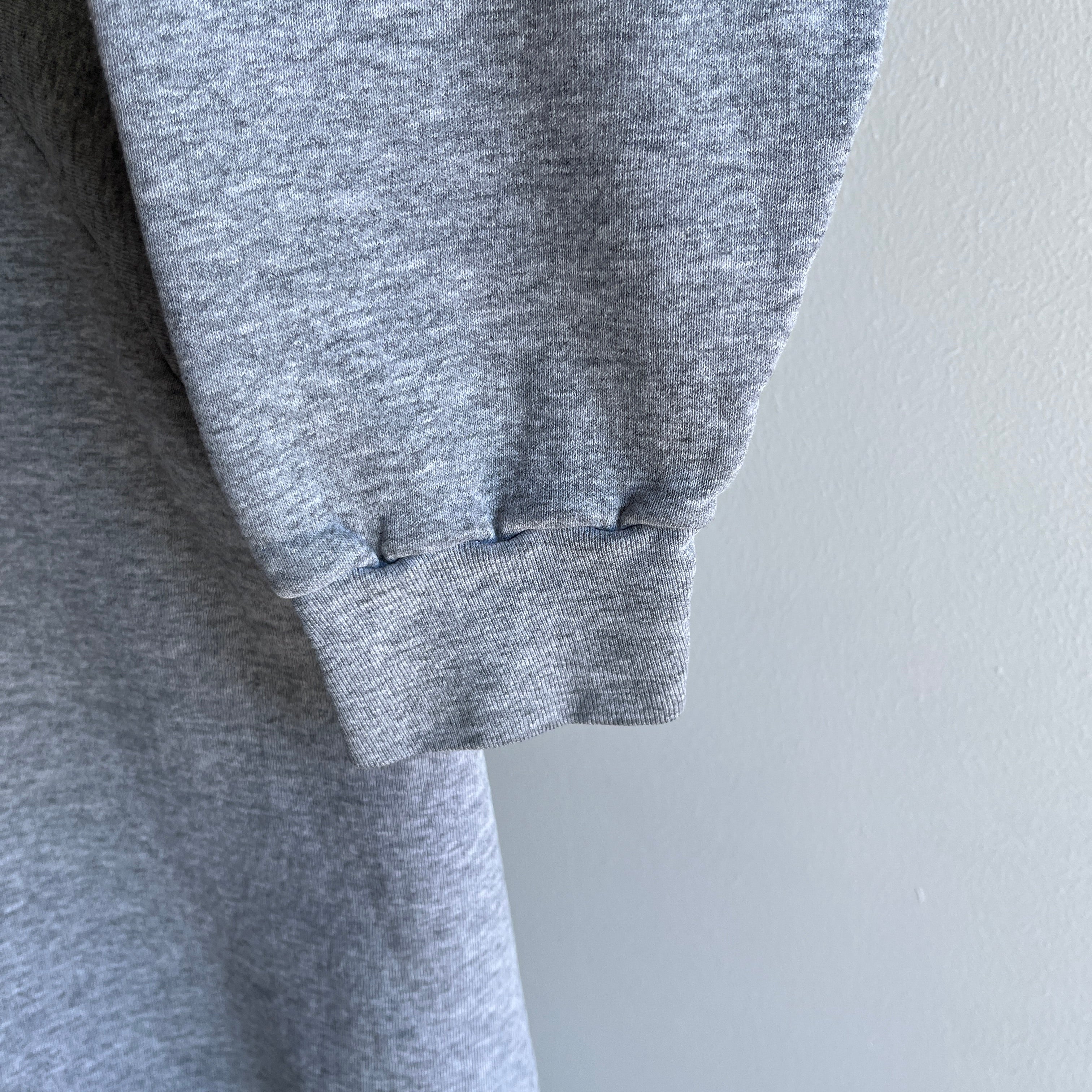 1980/90s Blank Gray Sweatshirt with Contrast White Stitching