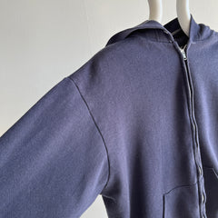 1970s Kings Road Navy Zip Up Hoodie