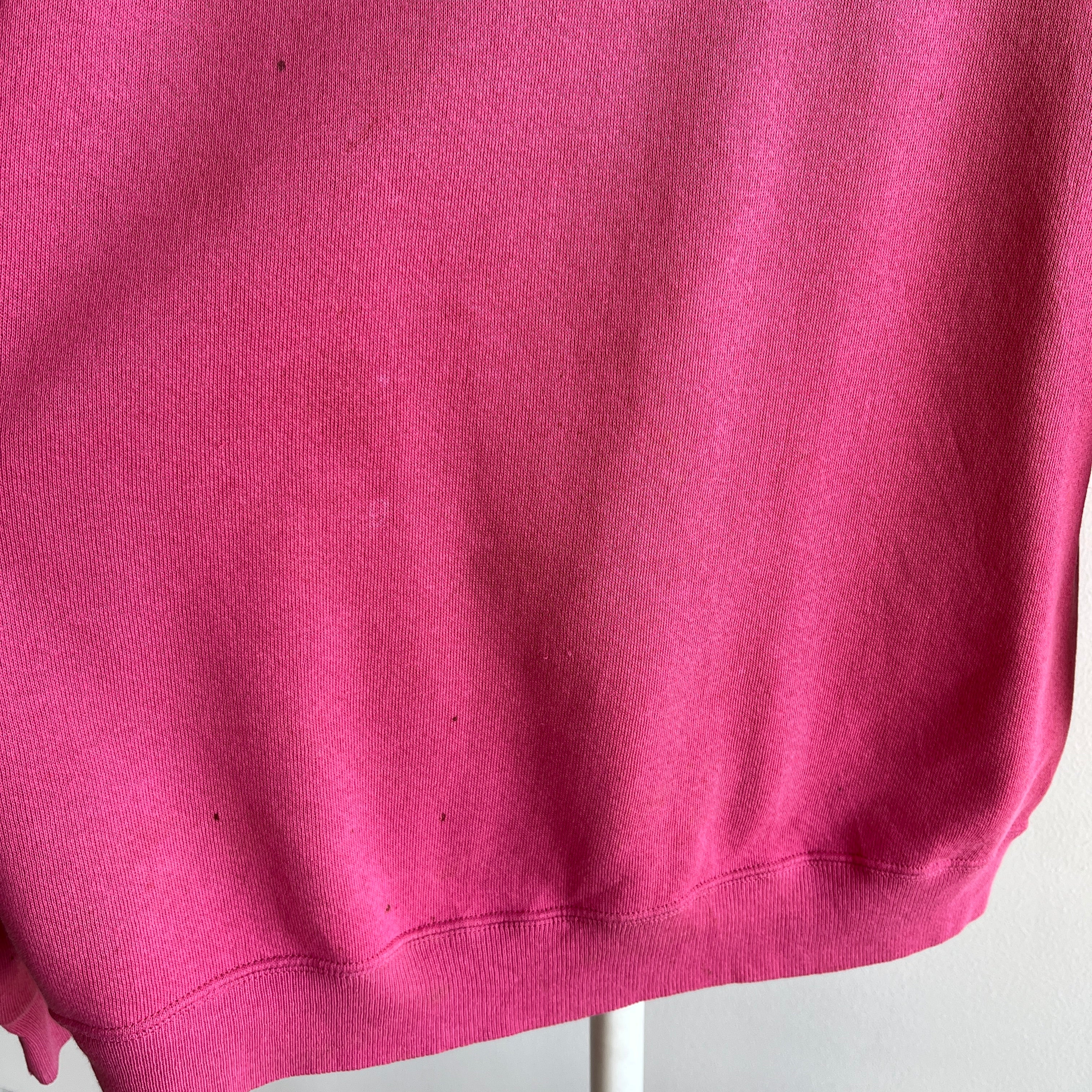 1990s Paint and Other Stained Blank Barbie Pink Sweatshirt by HHW