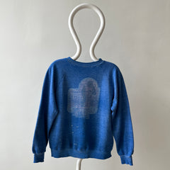 1970s Faded Graphic Sweatshirt - Chimpanzee/Monkey with a Broom? Pop Culture