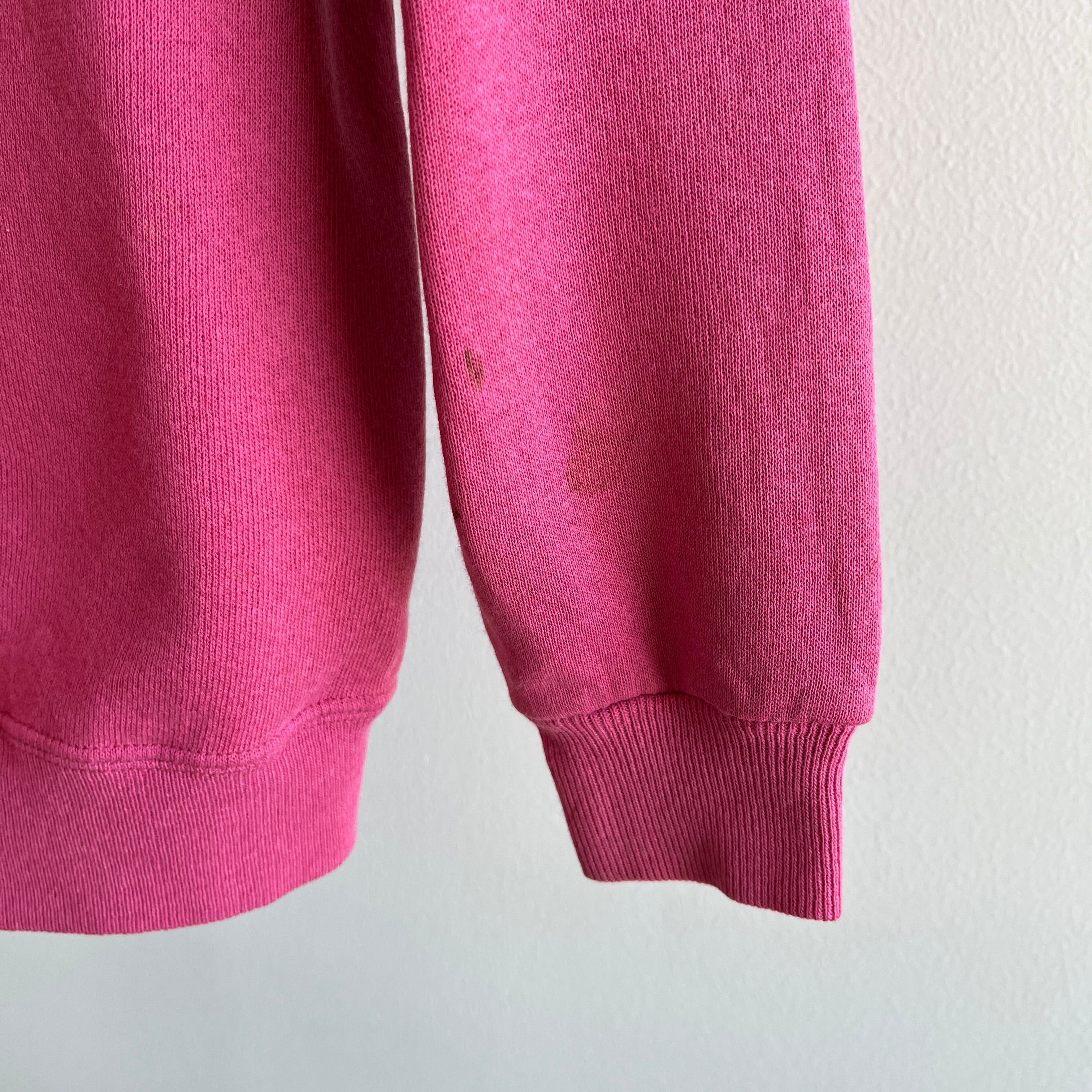 1990s Paint and Other Stained Blank Barbie Pink Sweatshirt by HHW