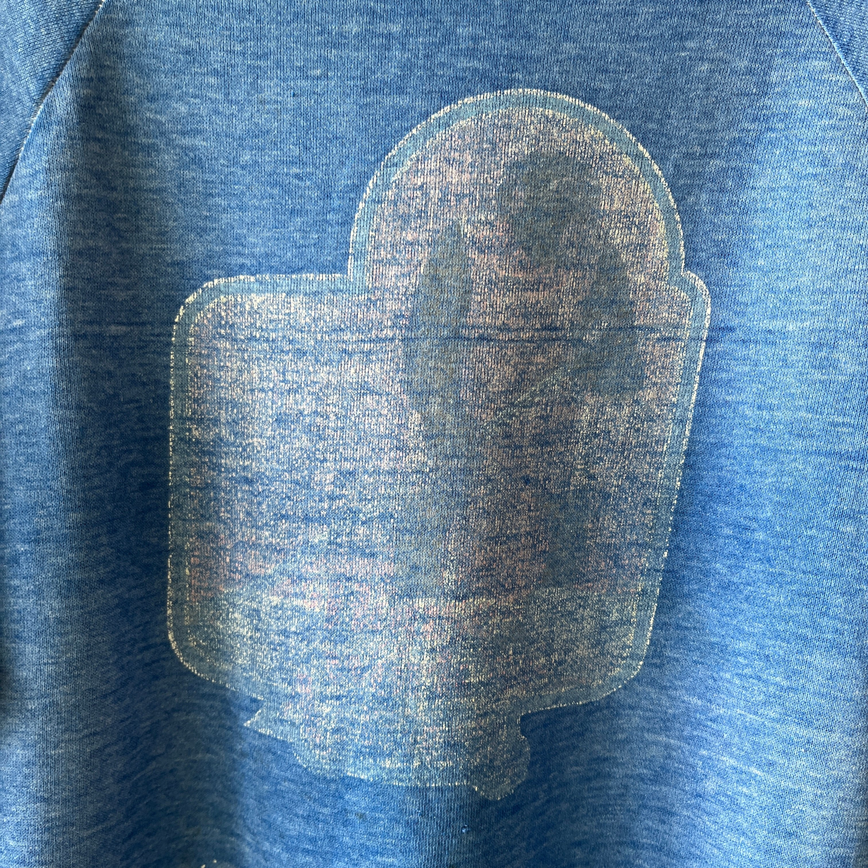 1970s Faded Graphic Sweatshirt - Chimpanzee/Monkey with a Broom? Pop Culture