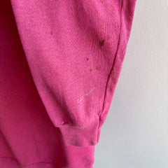 1990s Paint and Other Stained Blank Barbie Pink Sweatshirt by HHW