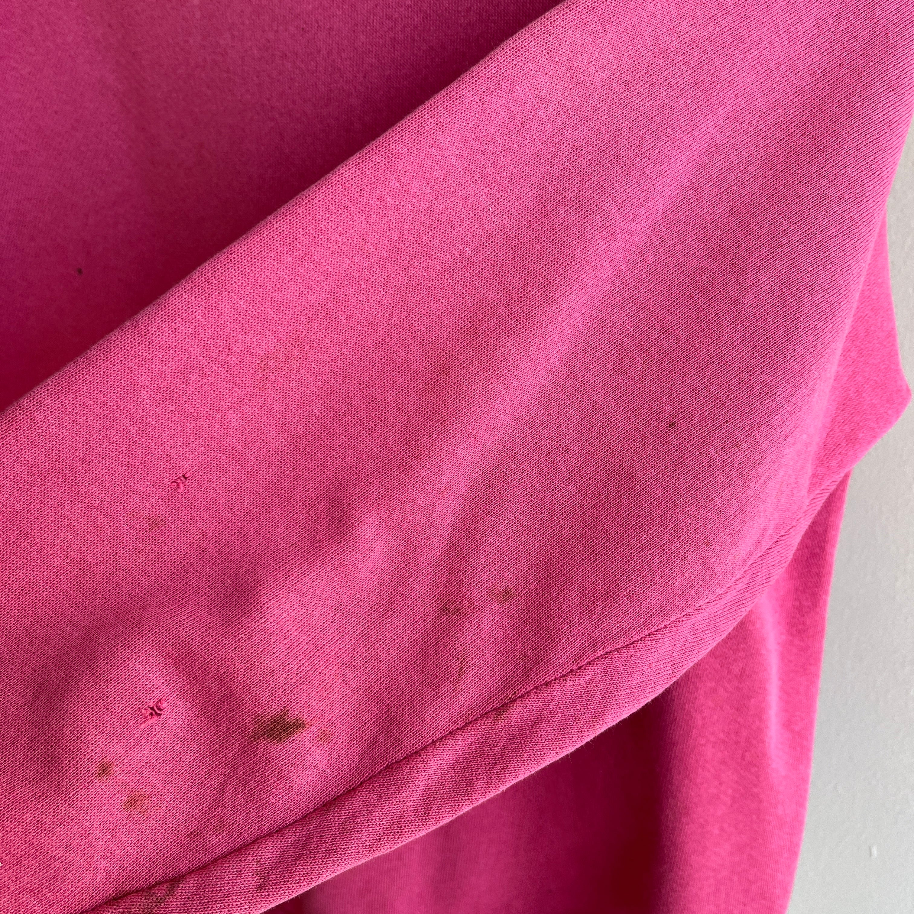 1990s Paint and Other Stained Blank Barbie Pink Sweatshirt by HHW