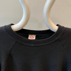 1980s Blank Black Short Sleeve Raglan Sweatshirt