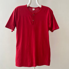 1970s Faded Red Short Sleeve Henley T Shirt