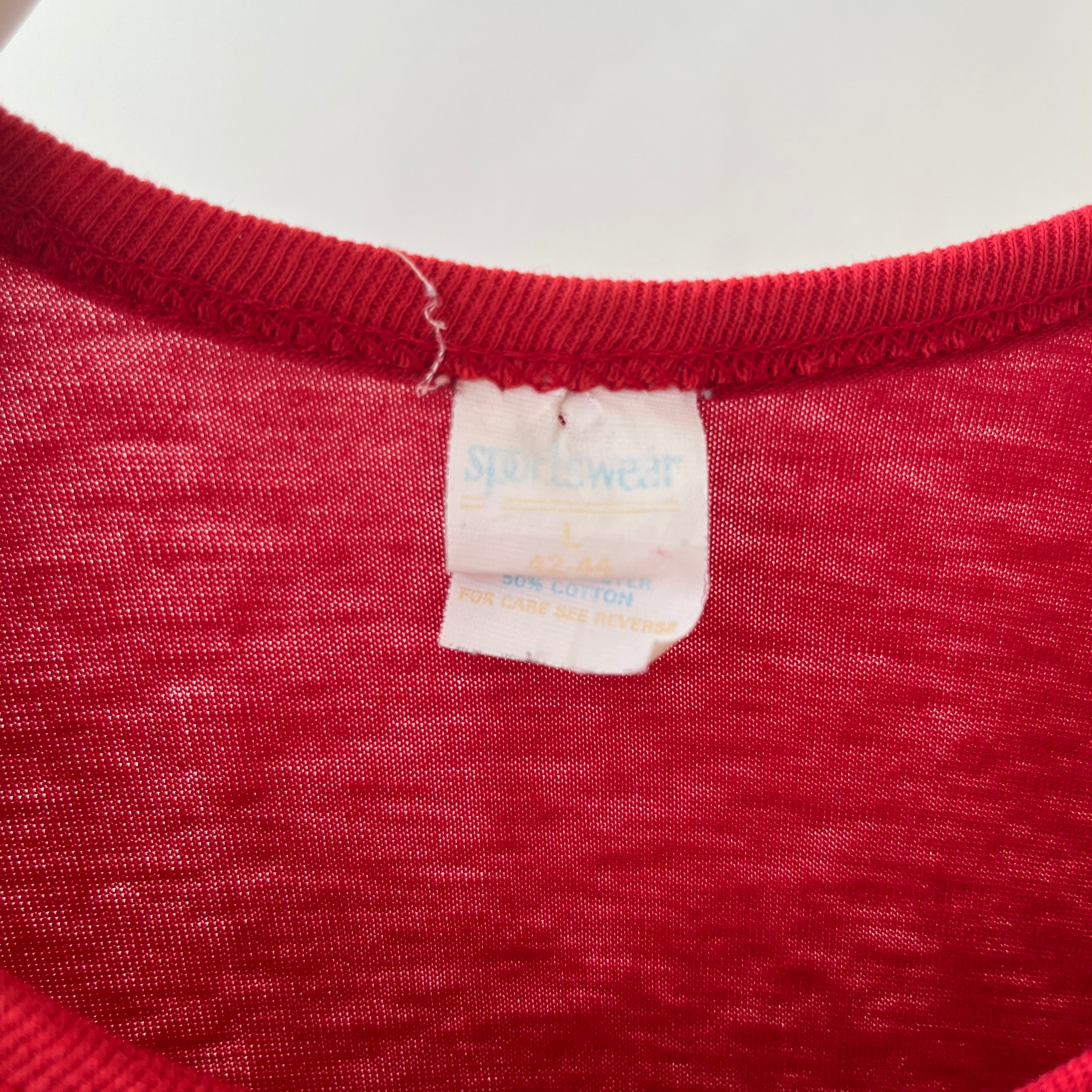 1970s Faded Red Short Sleeve Henley T Shirt