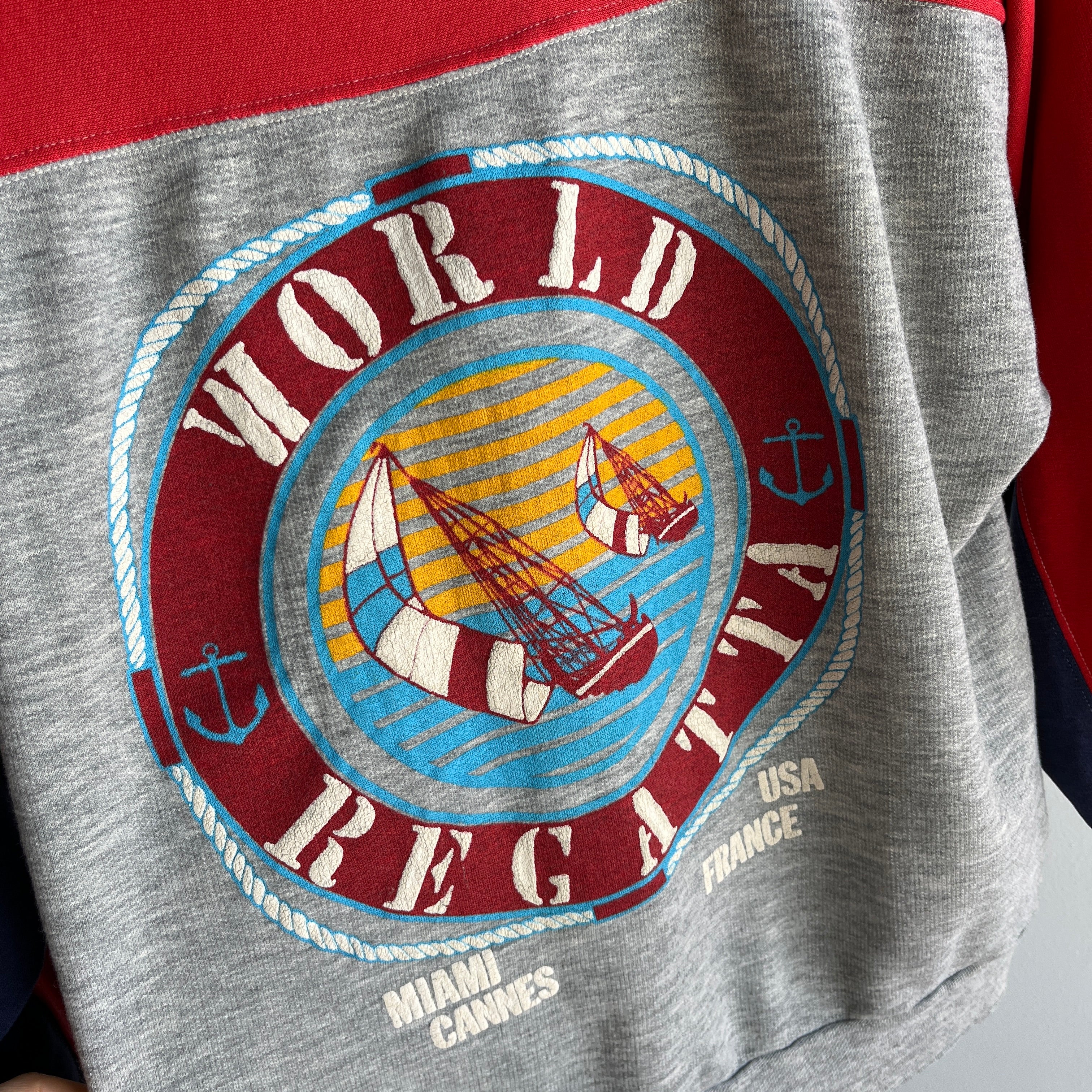 1980s World Regatta Lightweight Thin and Slouchy Color Block Sweatshirt