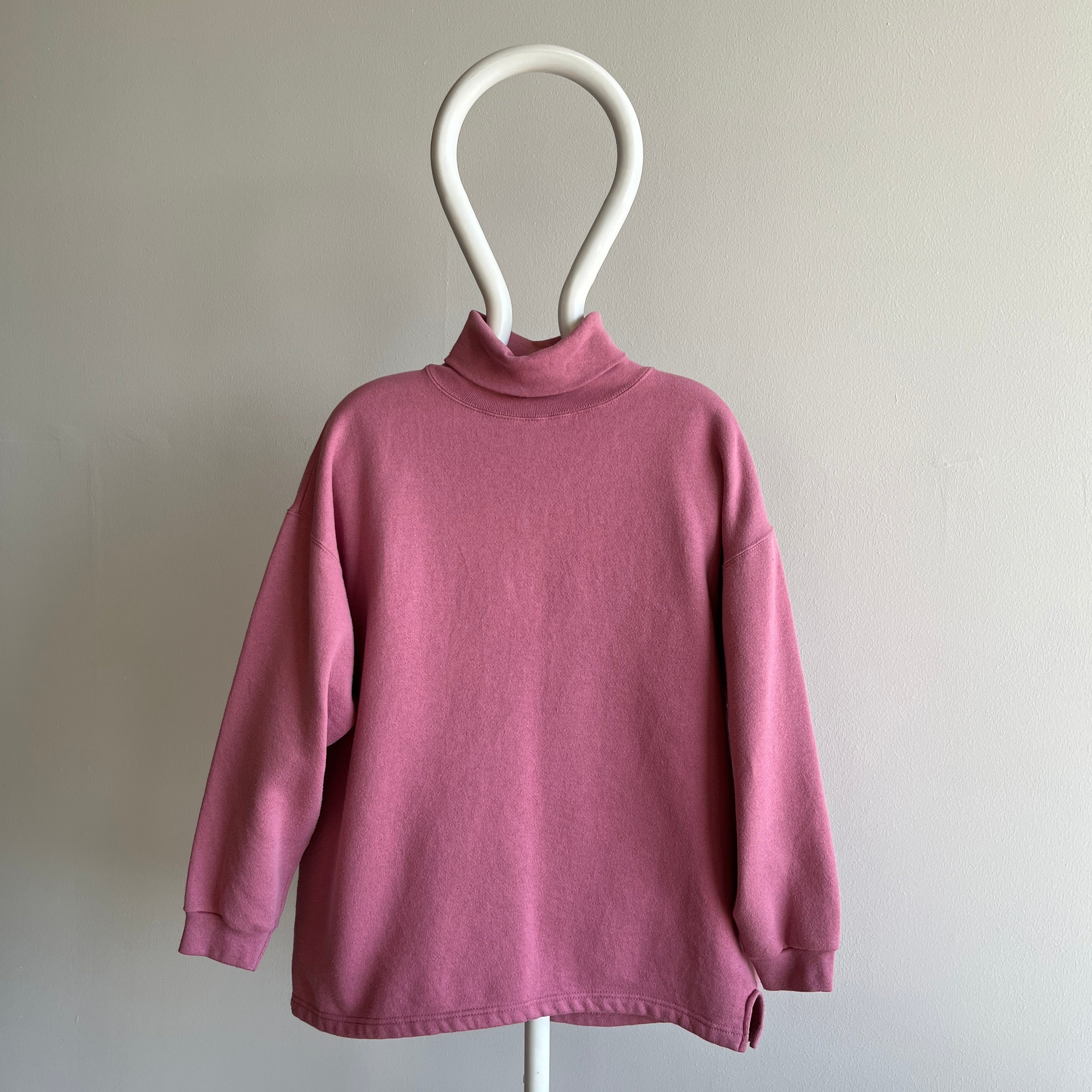 1980s Bridesmaid's Pink Mauve Turtleneck Sweatshirt