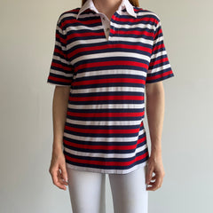 1970/80s Red, White and Blue Striped Polo Shirt