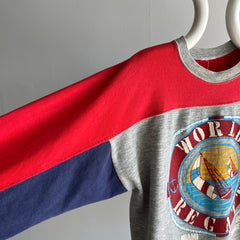 1980s World Regatta Lightweight Thin and Slouchy Color Block Sweatshirt