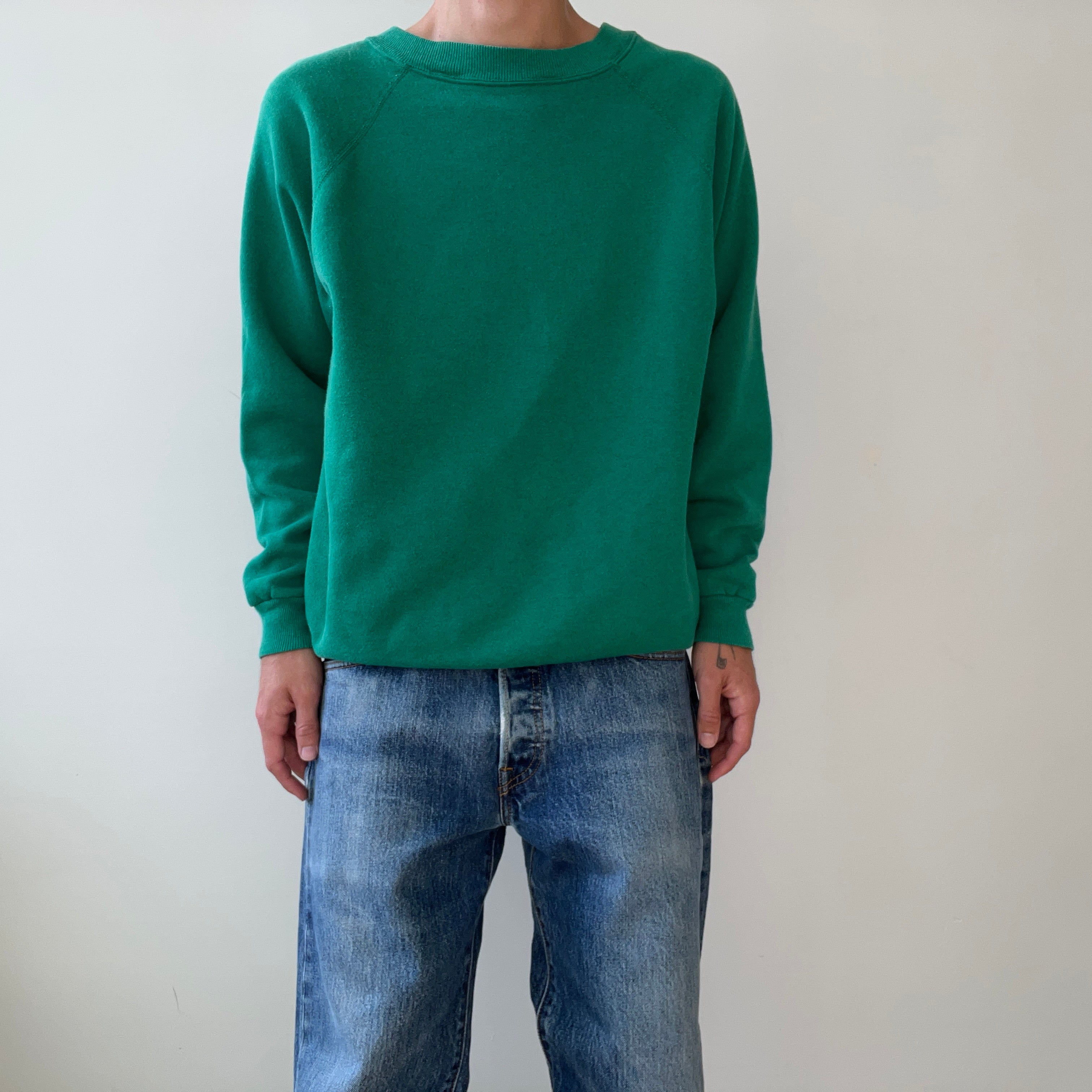 1980s Blank Green Sweatshirt