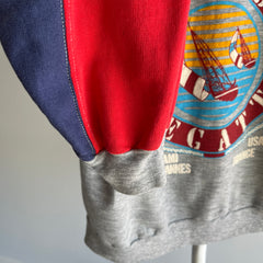 1980s World Regatta Lightweight Thin and Slouchy Color Block Sweatshirt