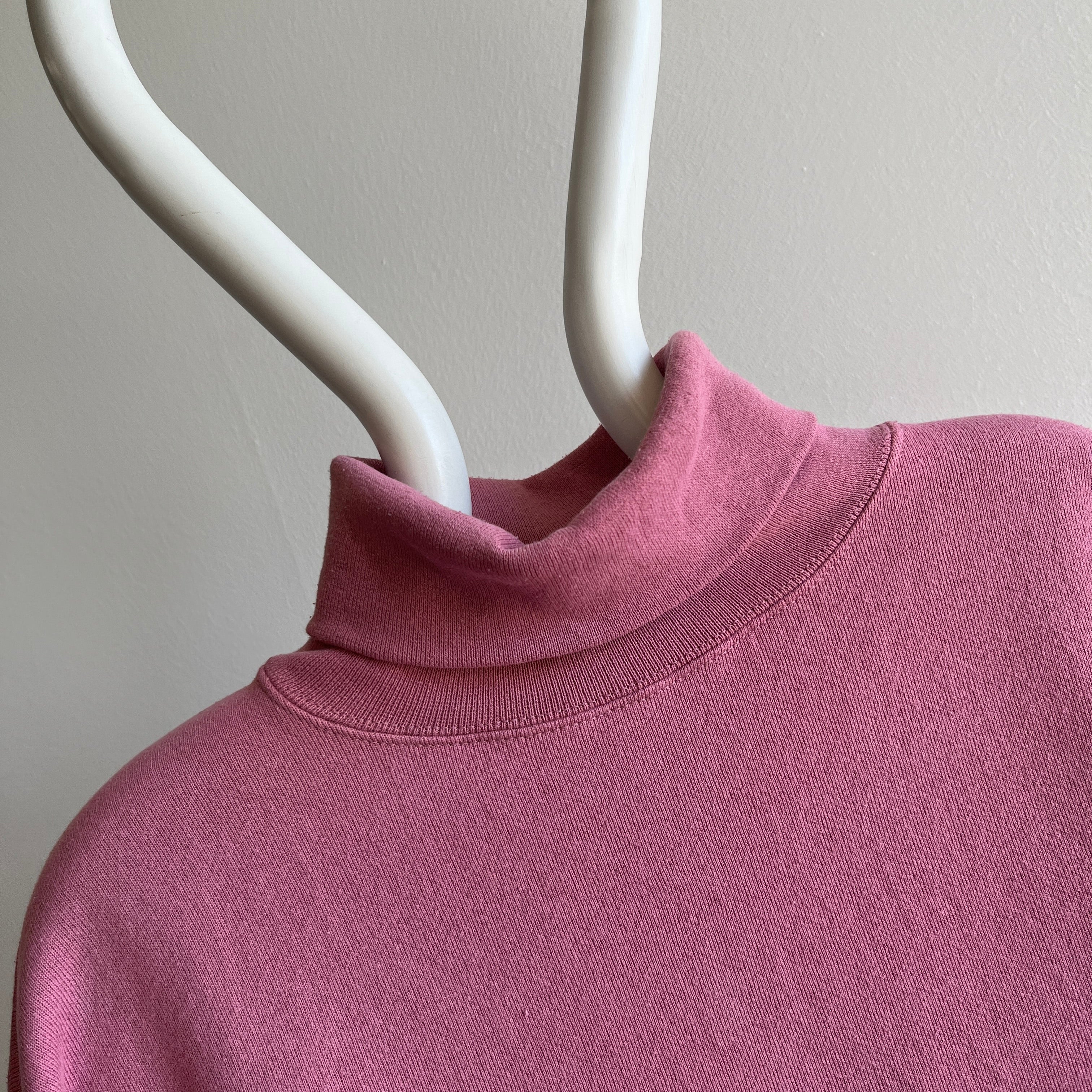 1980s Bridesmaid's Pink Mauve Turtleneck Sweatshirt