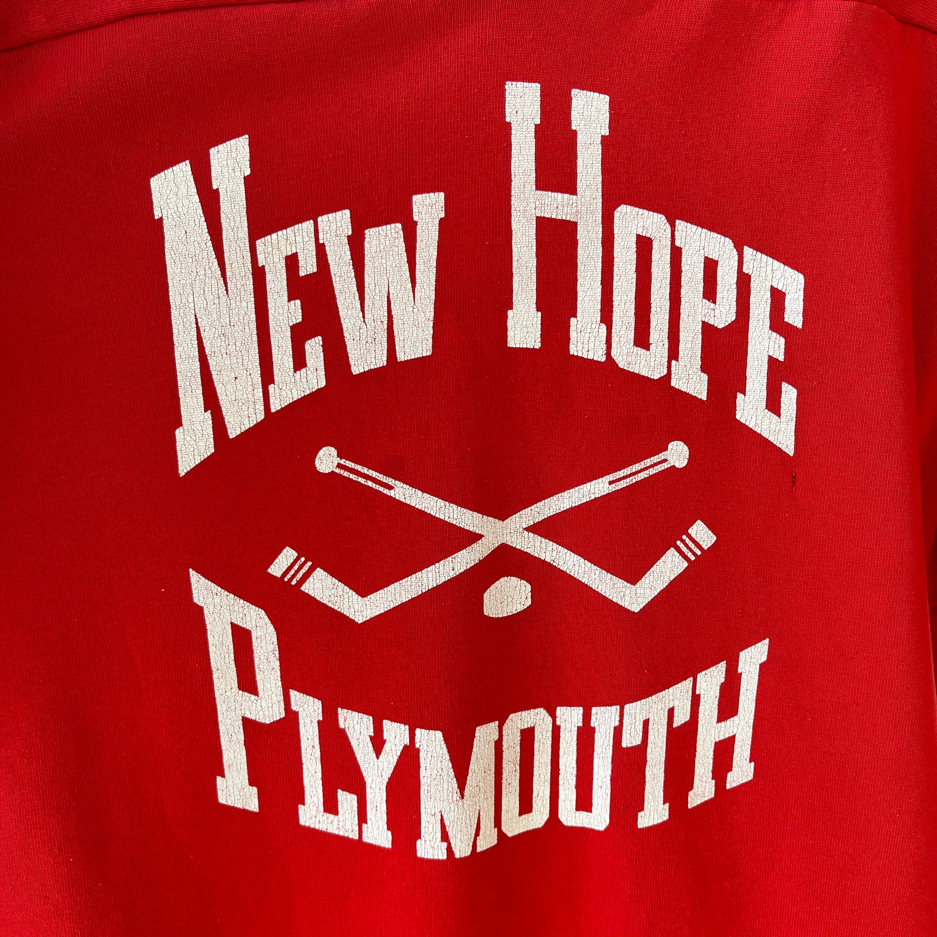 1980s New Hope Plymouth Long Sleeve Hockey T Shirt !!!!!!