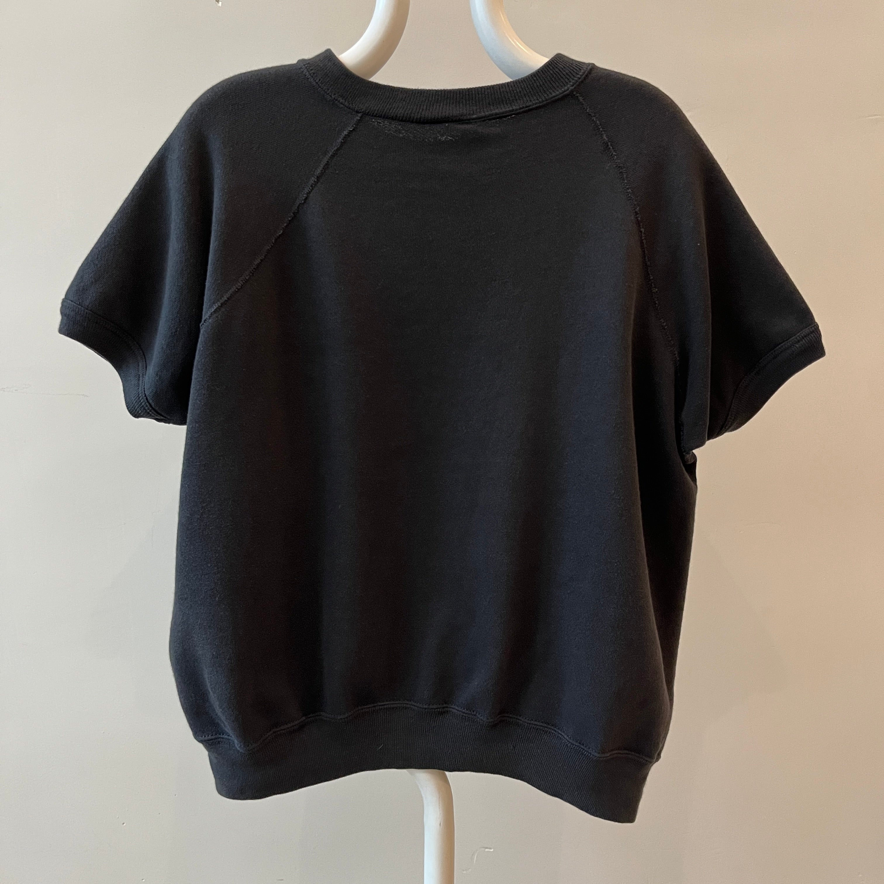 1980s Blank Black Short Sleeve Raglan Sweatshirt