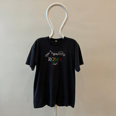 1980s Black Roma Italia T Shirt