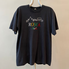 1980s Black Roma Italia T Shirt