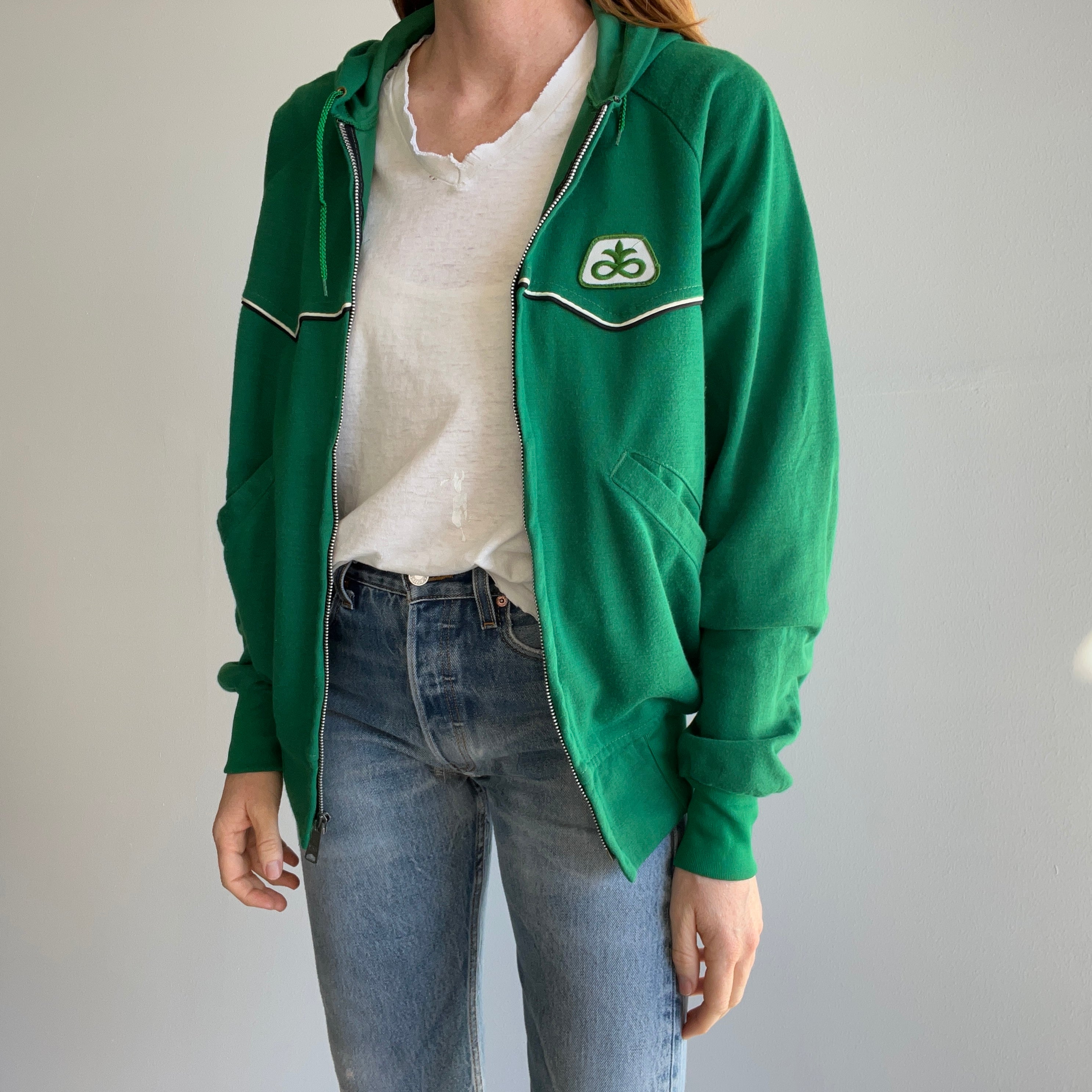 1970s Pioneer Seed Patch Hoodie with No Fleece, But a Great Zipper