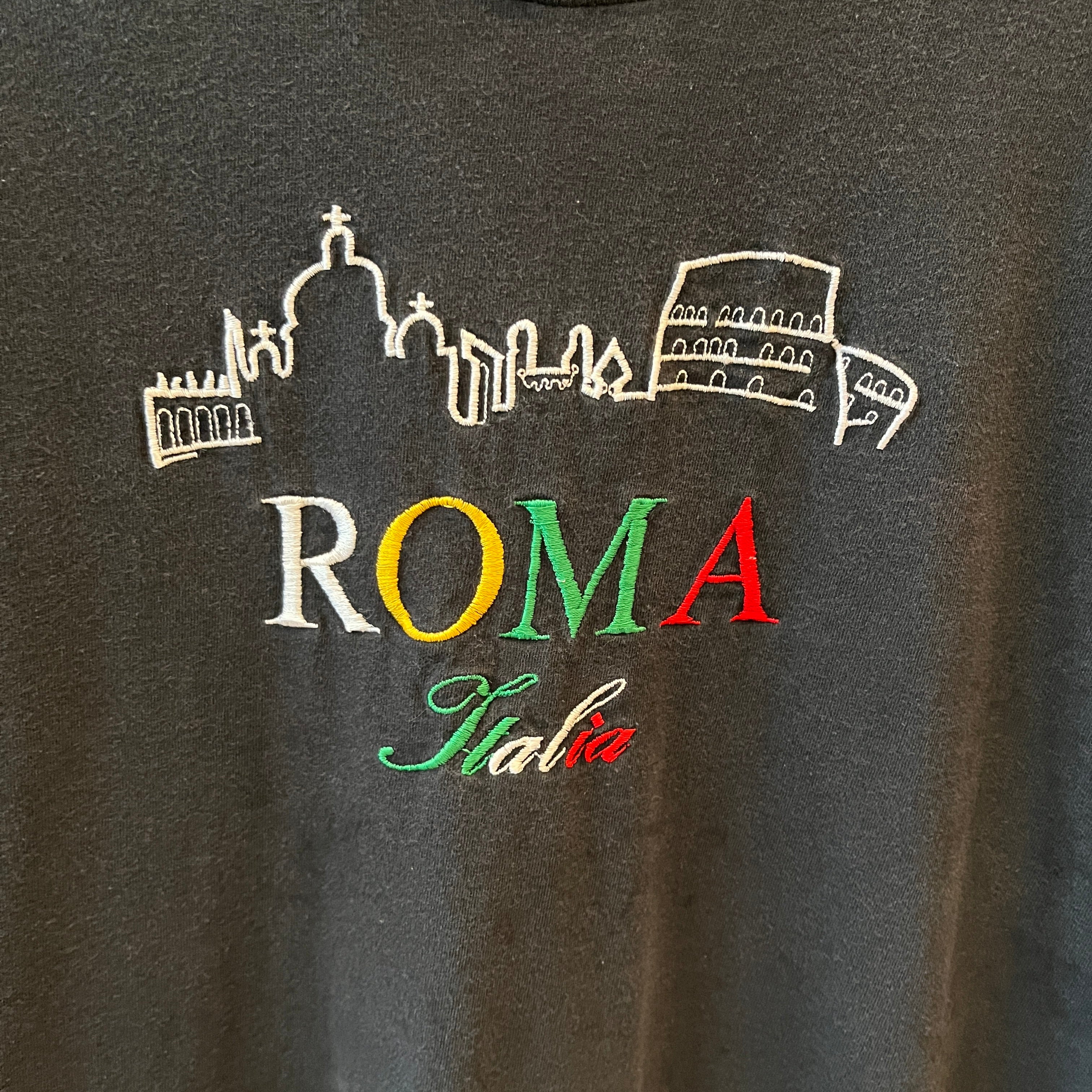 1980s Black Roma Italia T Shirt