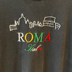 1980s Black Roma Italia T Shirt