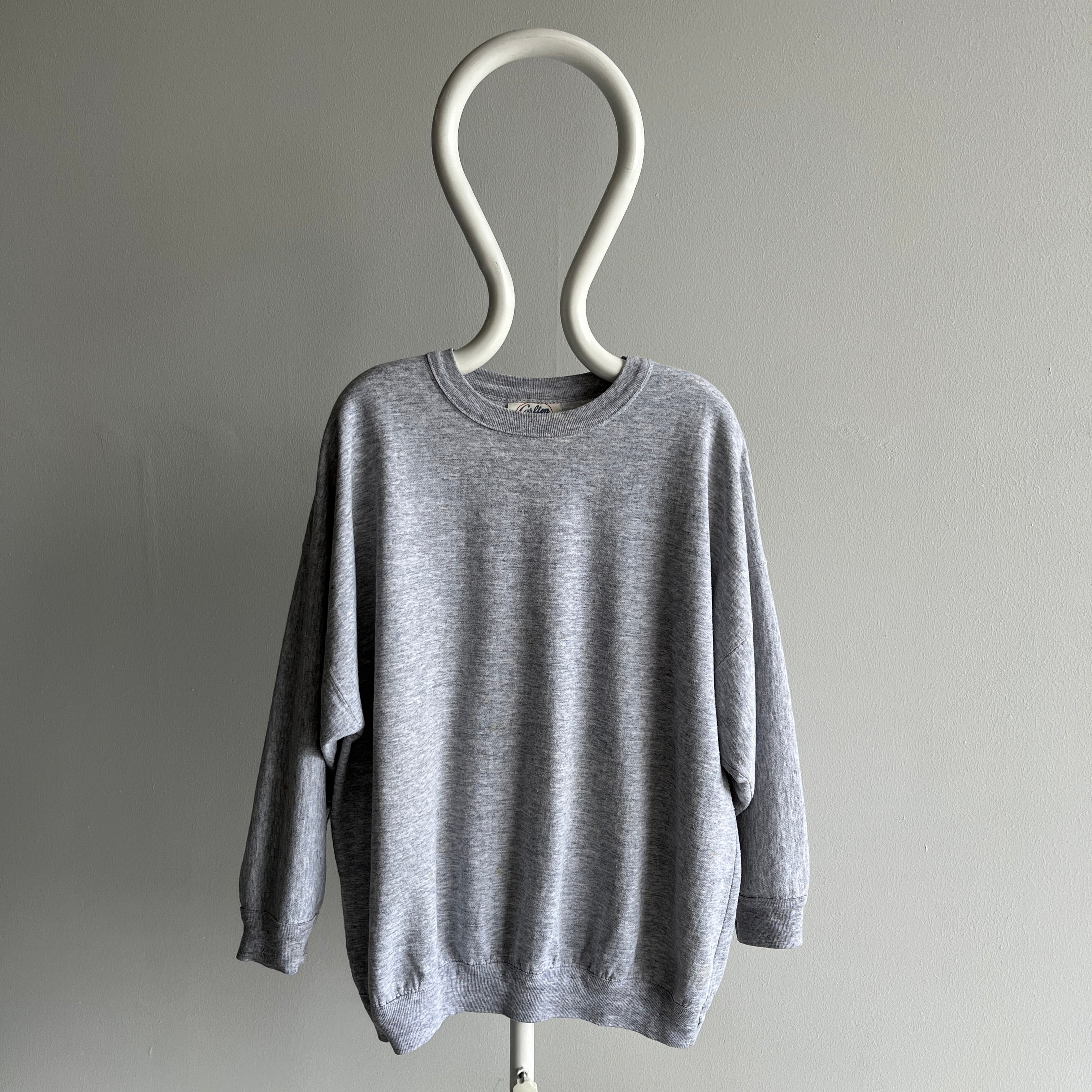 1980s Slouchy Thin Blank Gray Lightweight Sweatshirt