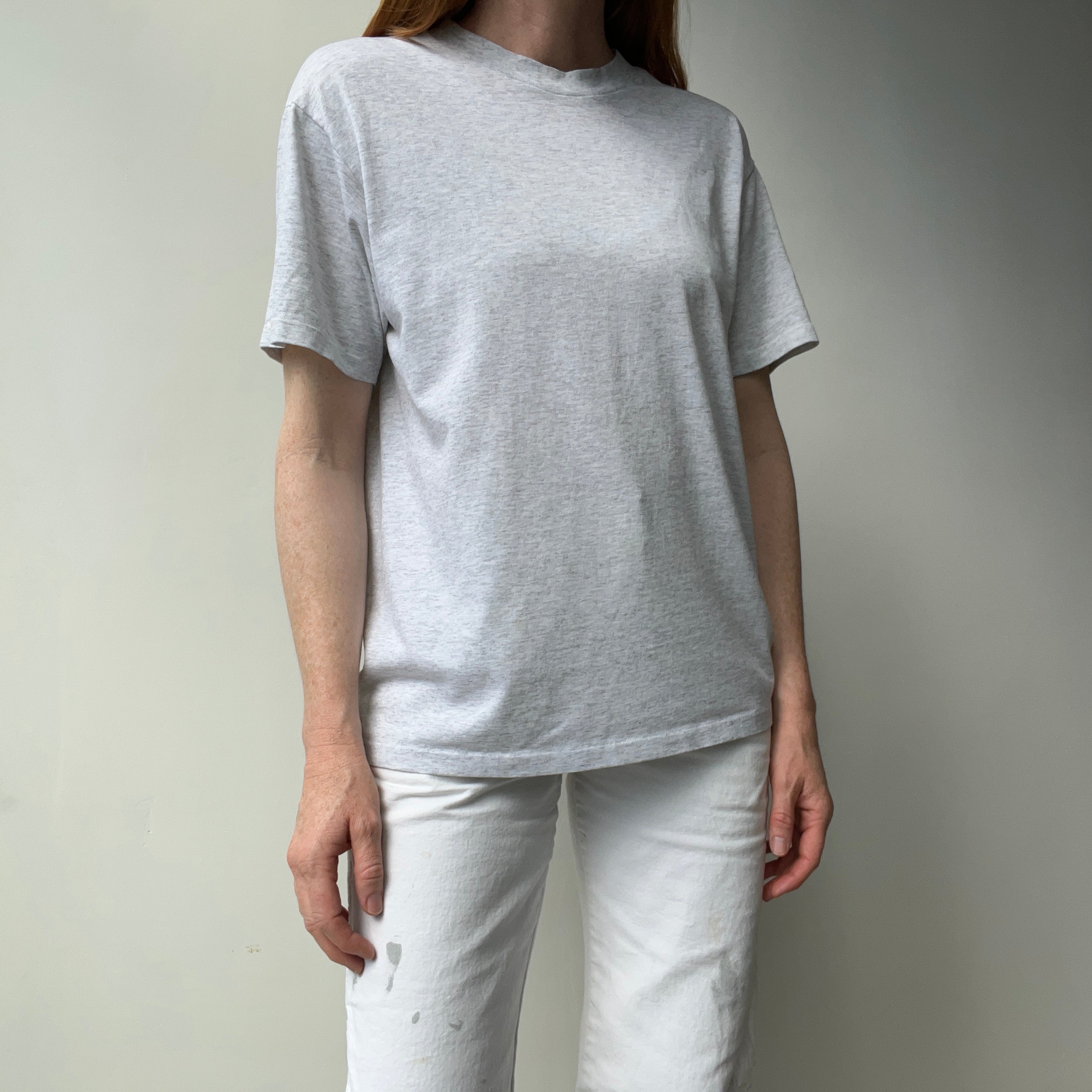 1980s Blank Light Gray Thin Single Stitch T-Shirt