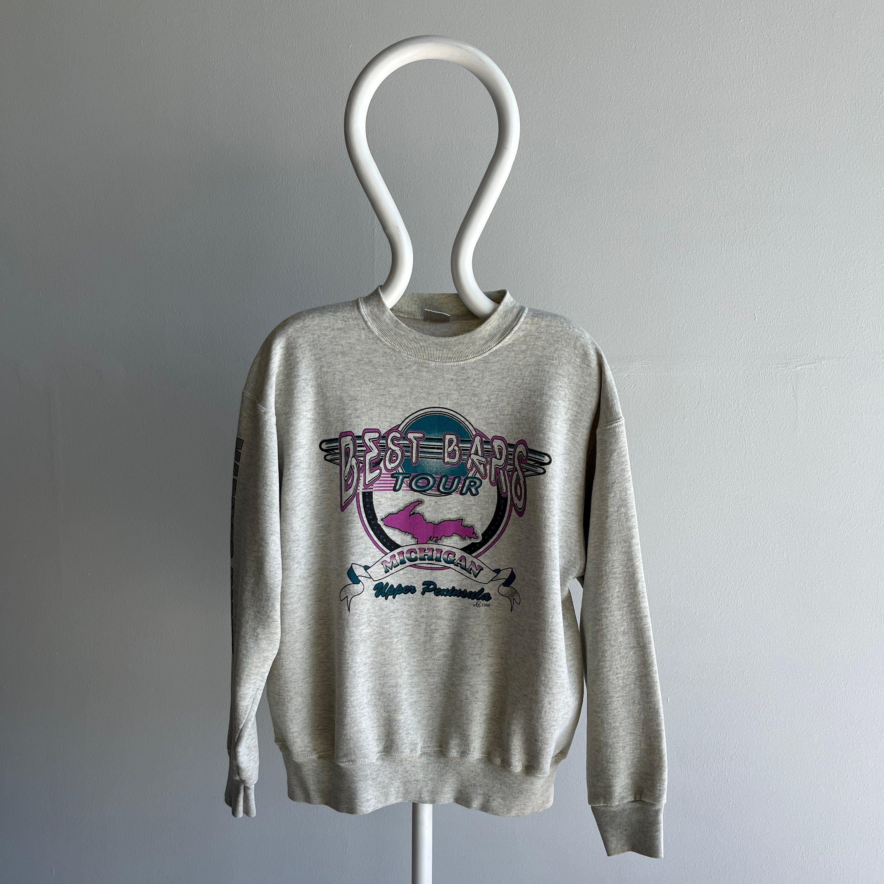 1996 Best Bars Tour - Upper Peninsula, Michigan Nicely Aged/Ecru Front and Back Sweatshirt