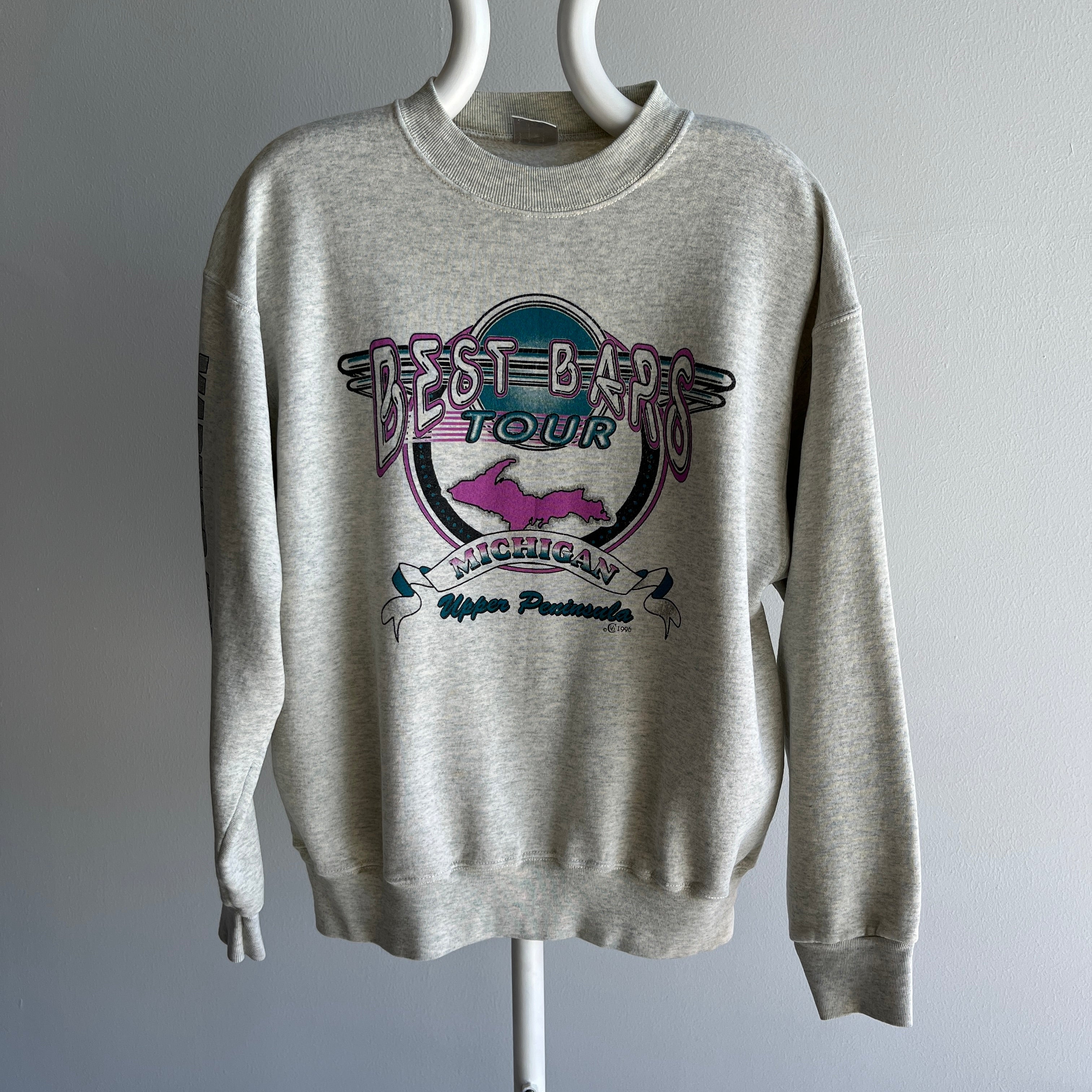 1996 Best Bars Tour - Upper Peninsula, Michigan Nicely Aged/Ecru Front and Back Sweatshirt