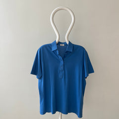 1980s Blank Blue Polo Style Shirt