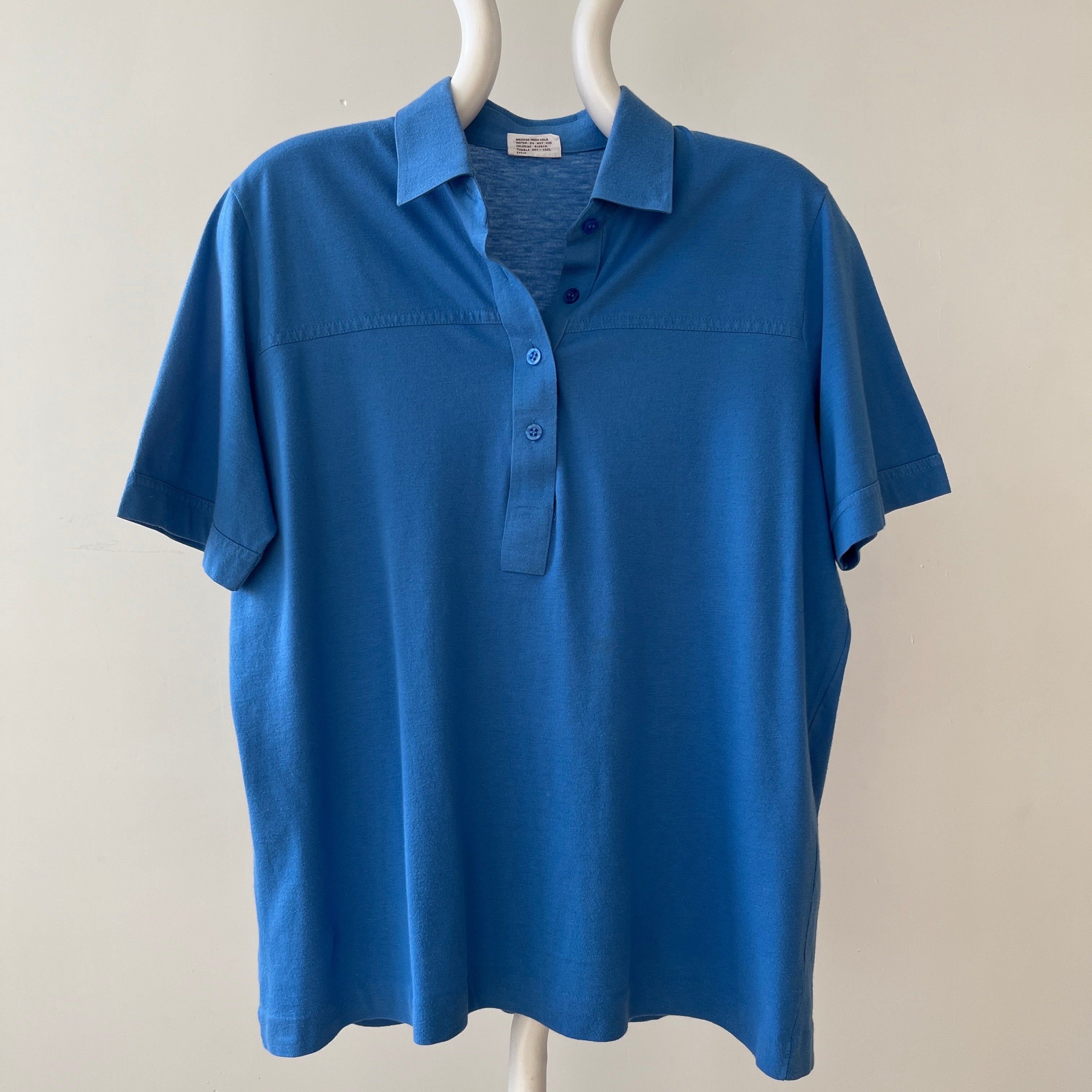 1980s Blank Blue Polo Style Shirt