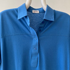 1980s Blank Blue Polo Style Shirt
