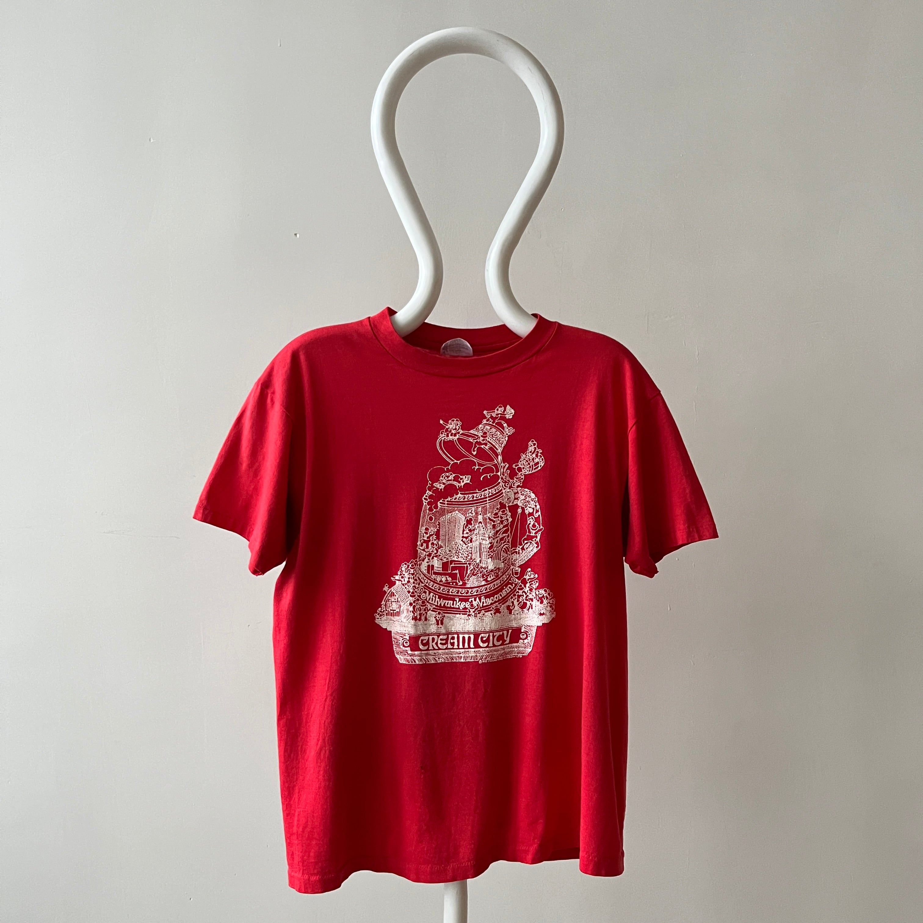 1980s Red Milwaukee Wisconin Cream City T Shirt