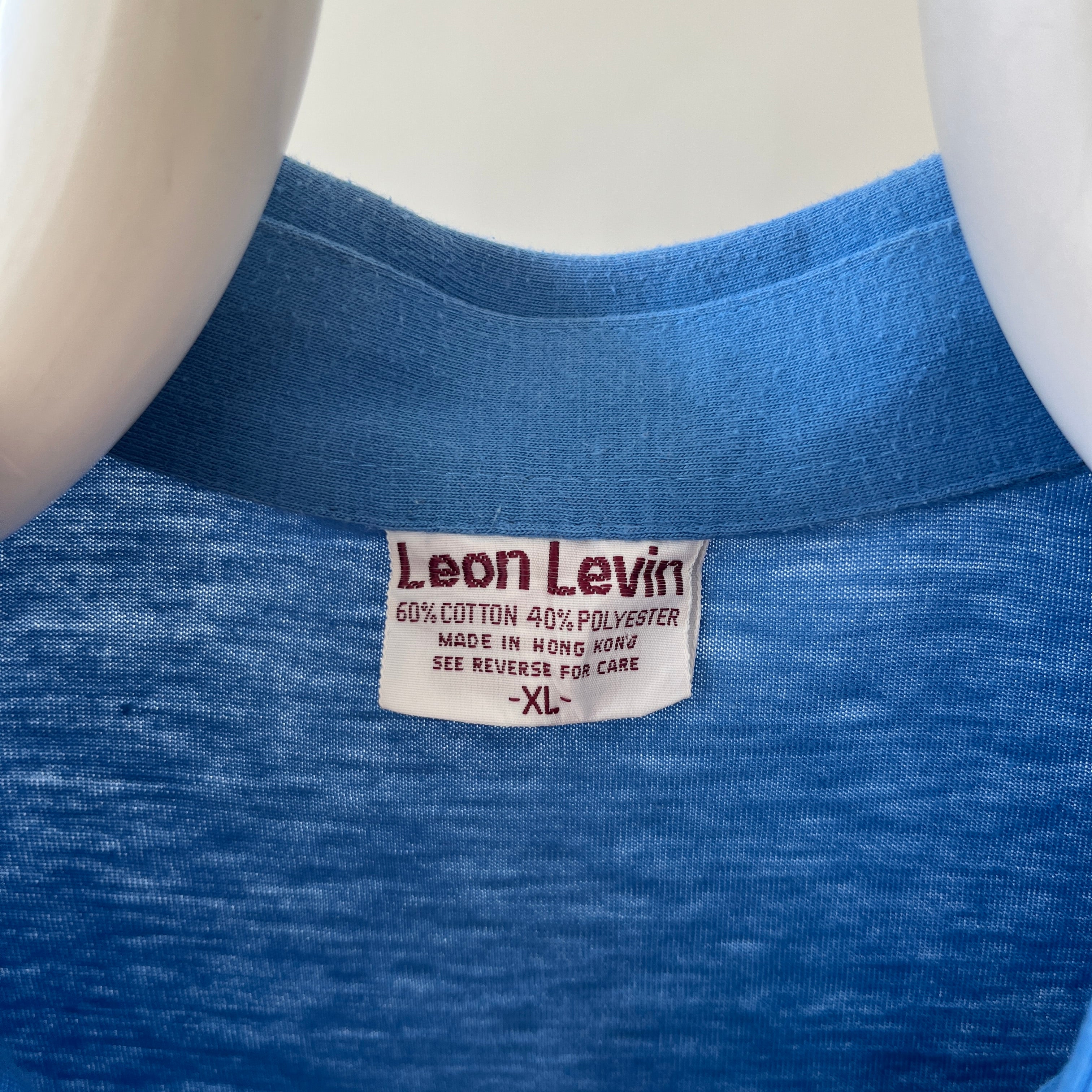 1980s Blank Blue Polo Style Shirt