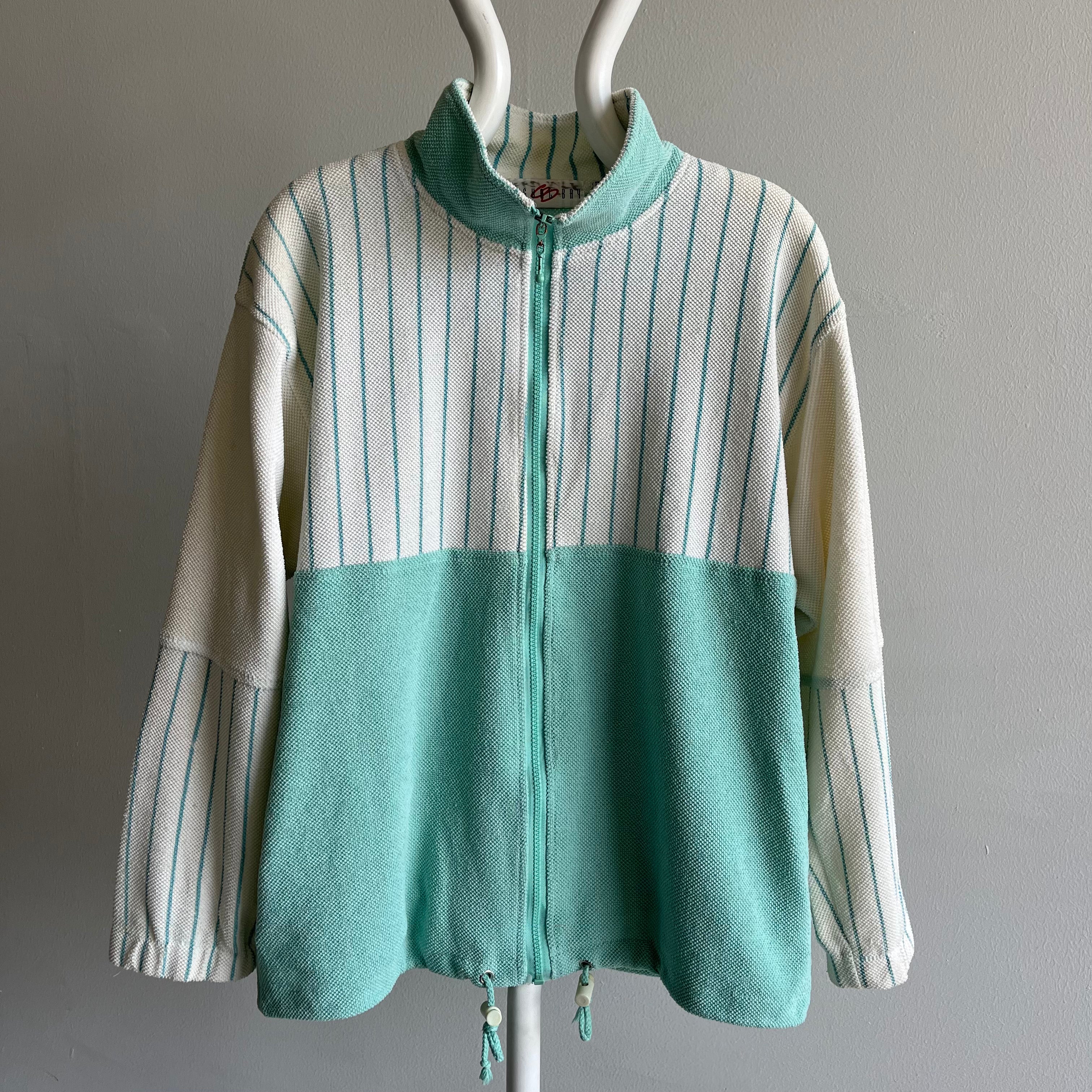 1980/90s Color Block Zip Up Mock Neck - WOW