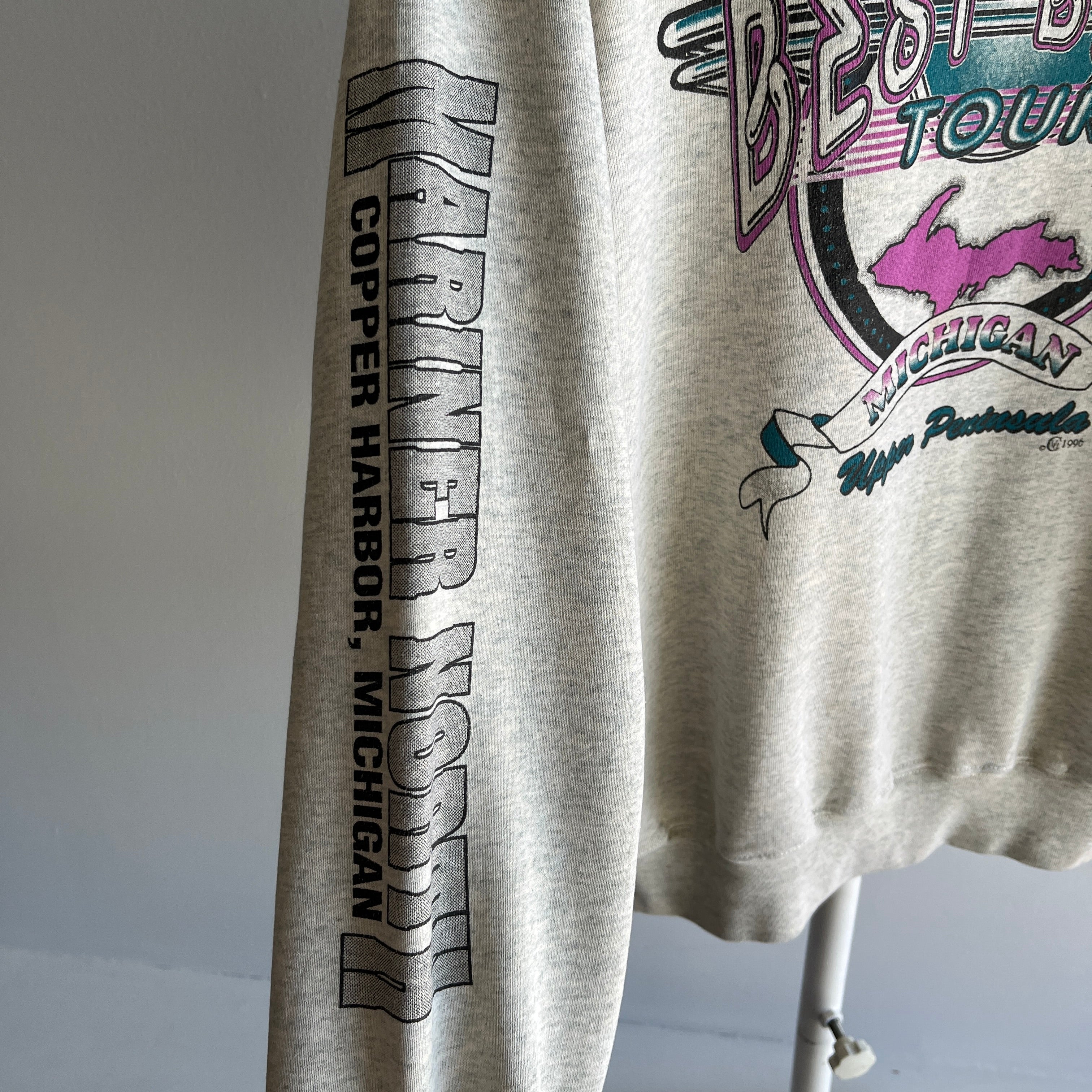 1996 Best Bars Tour - Upper Peninsula, Michigan Nicely Aged/Ecru Front and Back Sweatshirt