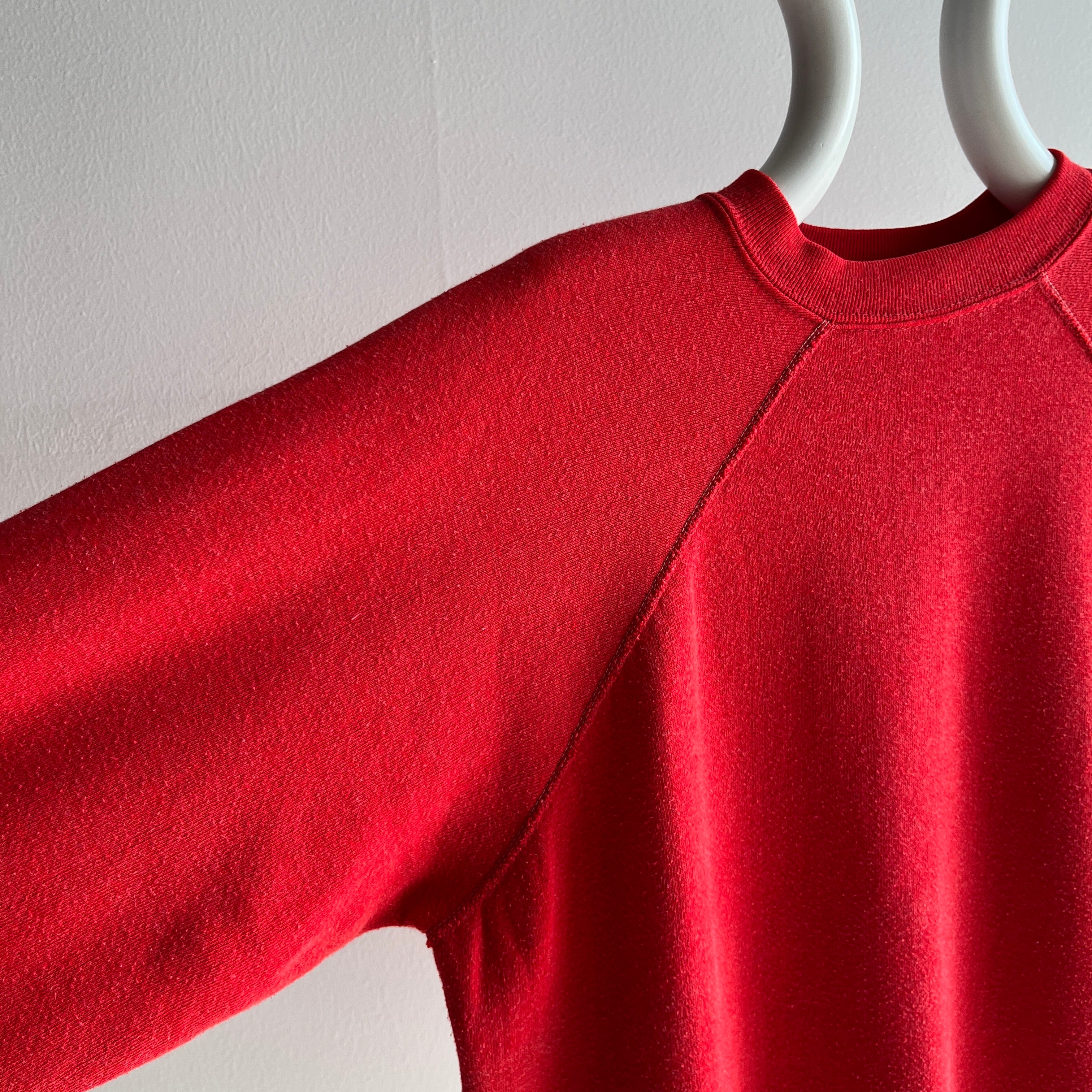 1970s Strawberry Red Raglan with Contrast Stitching