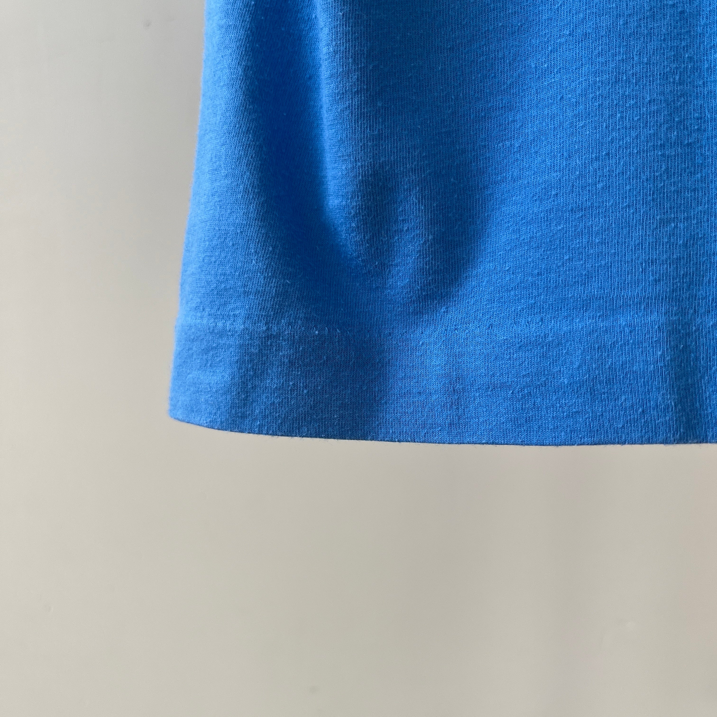 1980s Blank Blue Polo Style Shirt