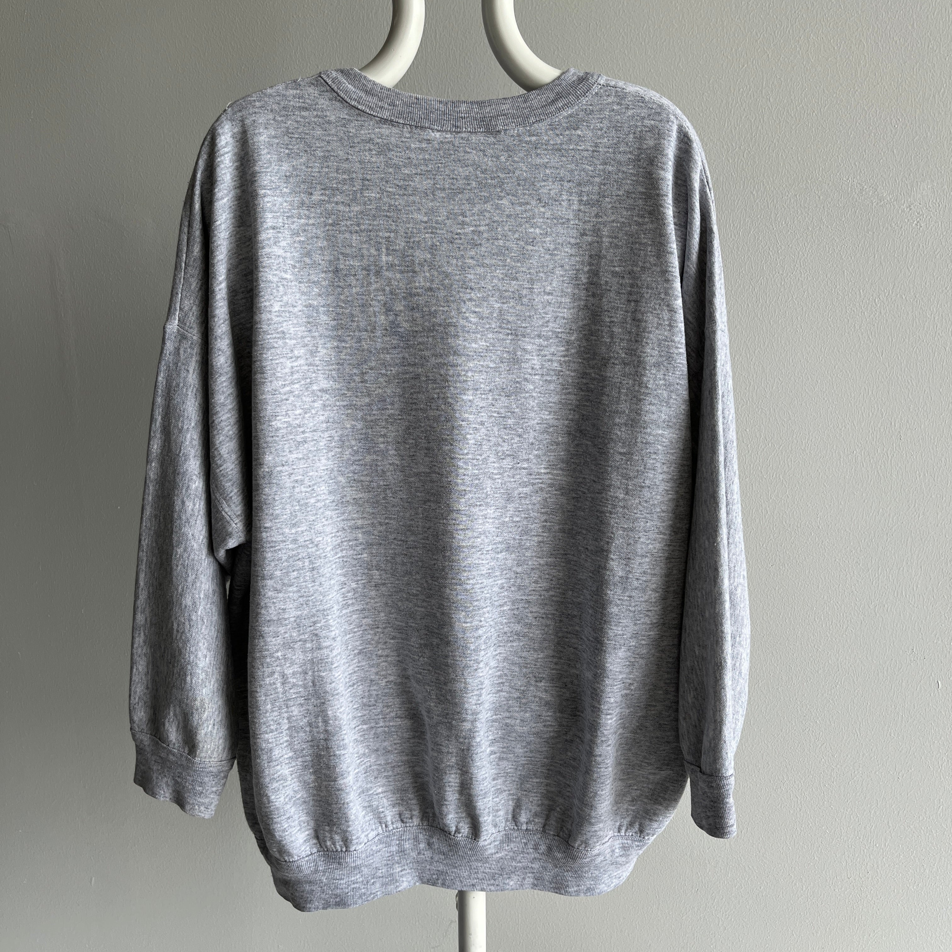 1980s Slouchy Thin Blank Gray Lightweight Sweatshirt