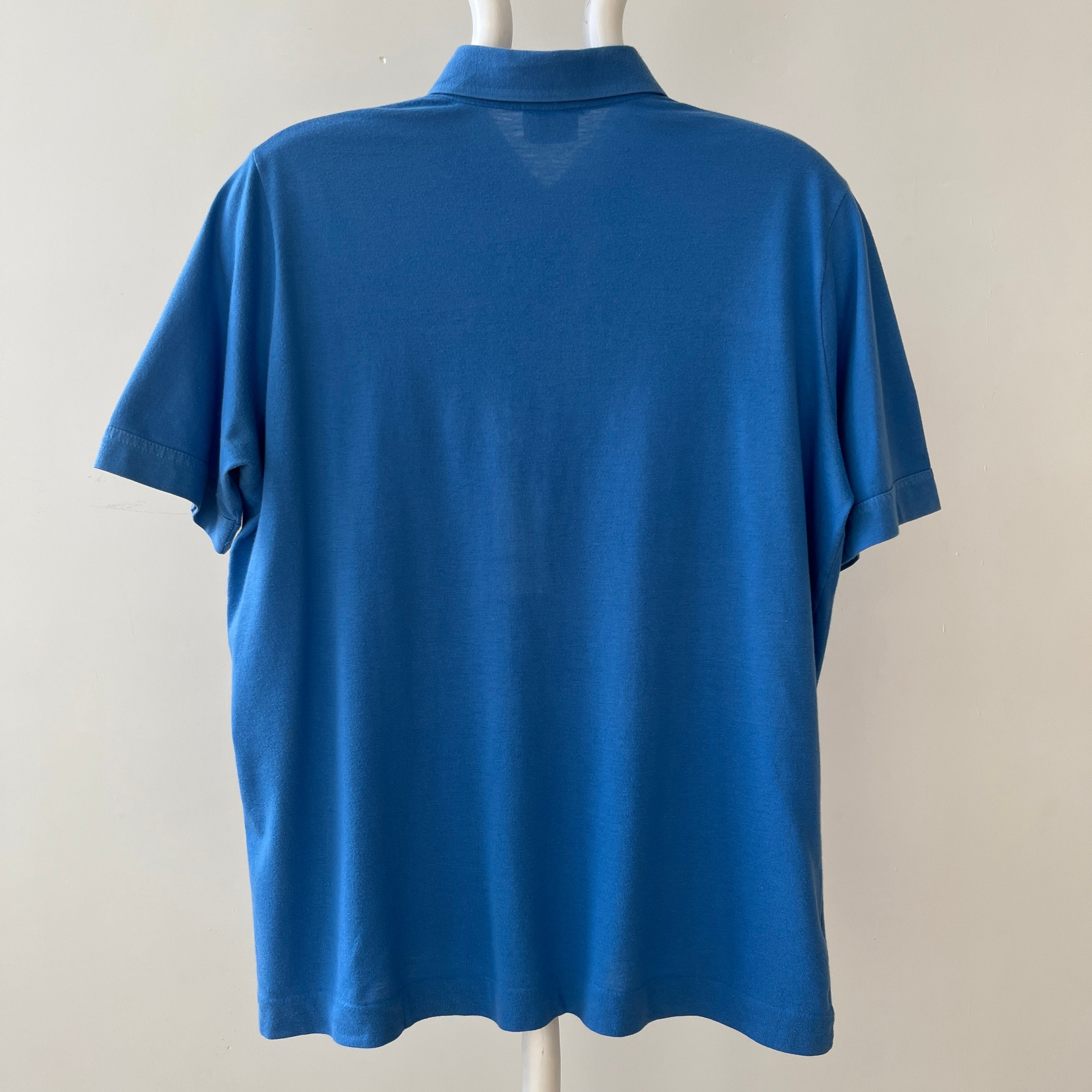 1980s Blank Blue Polo Style Shirt