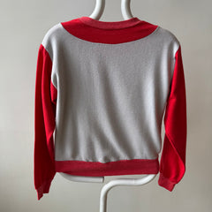 1970s Two Tone Red and Gray Sweatshirt - Small