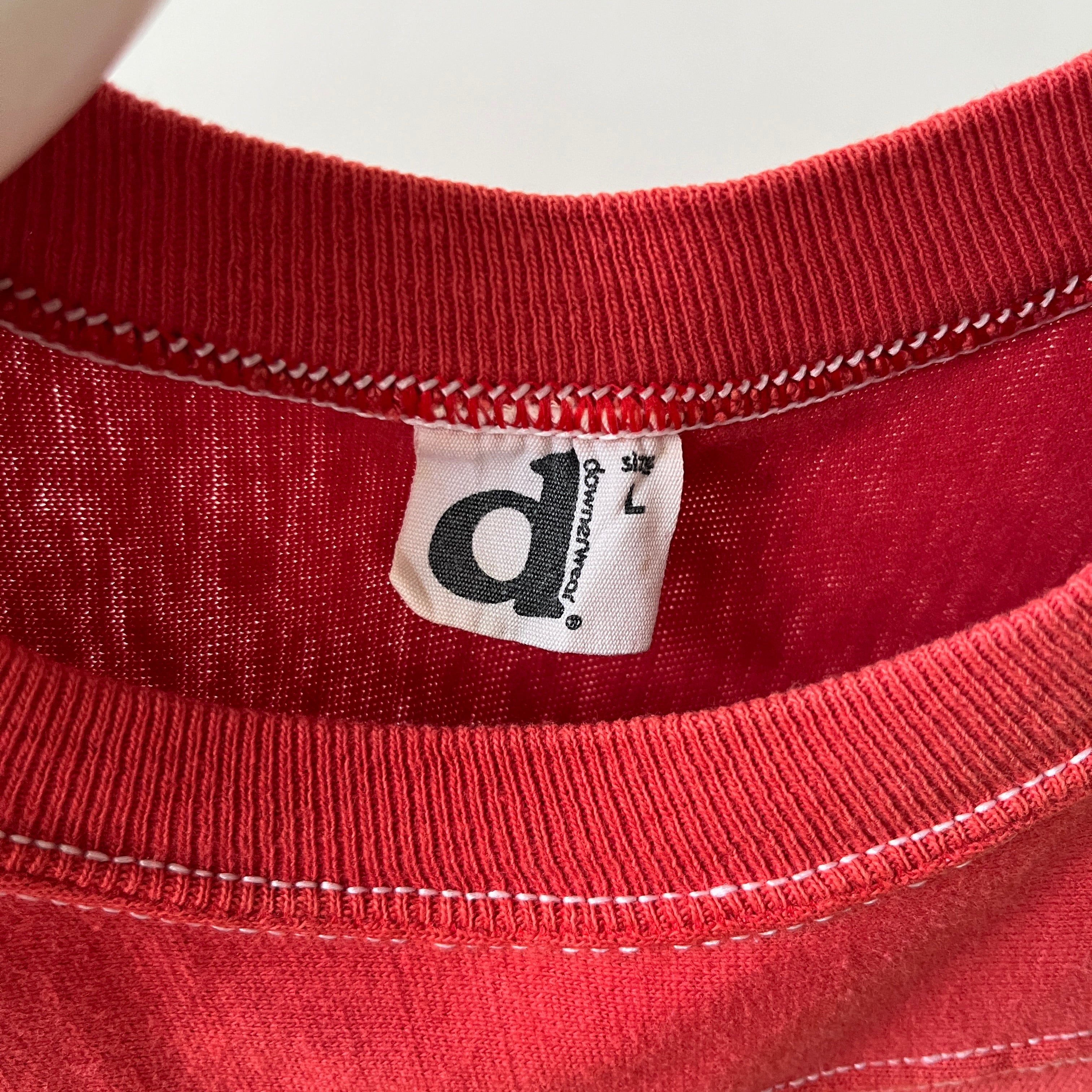 1960s/70s Red Football Style Sorority T Shirt