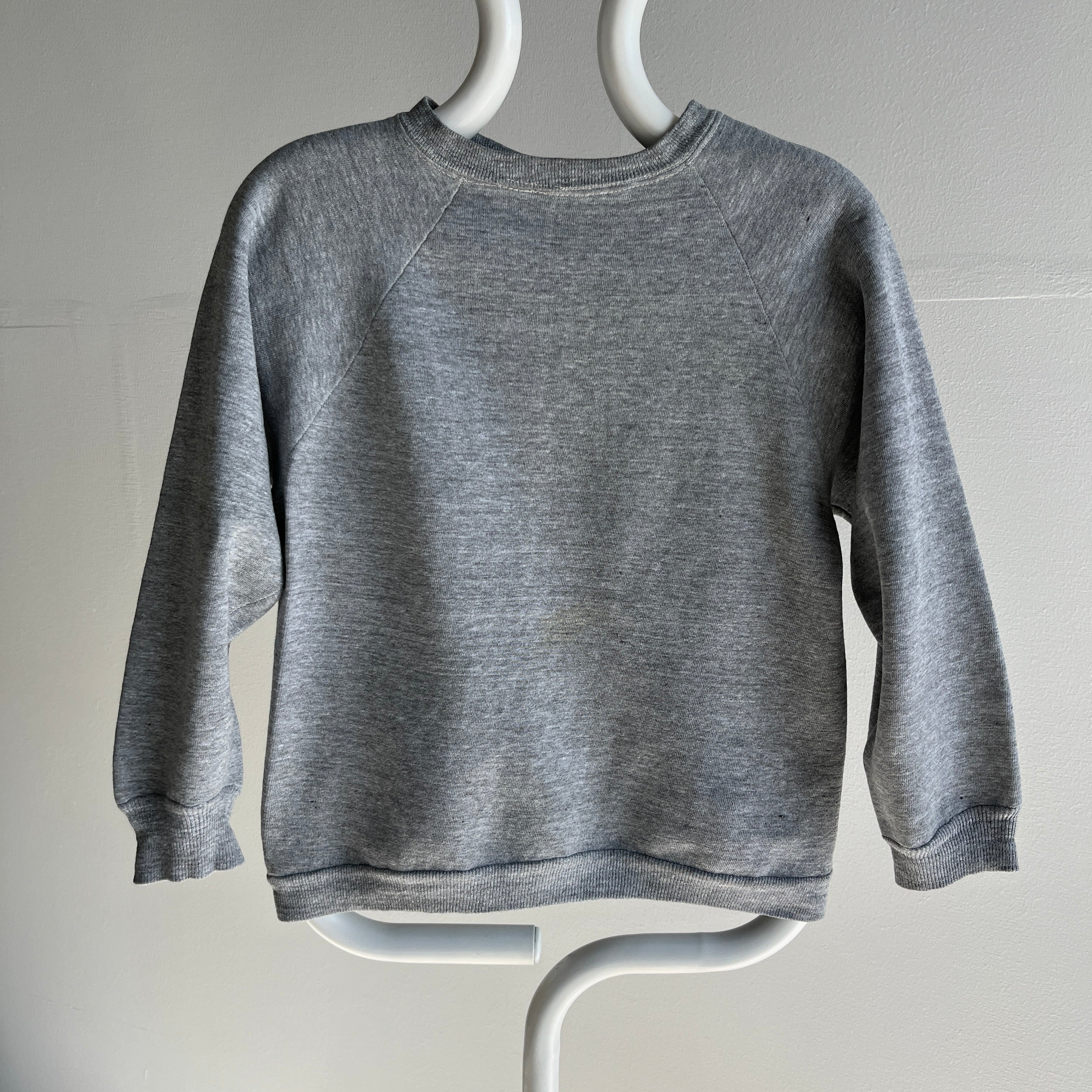 1970s Smaller Russell Brand Blank Gray Sweatshirt - It has a stain